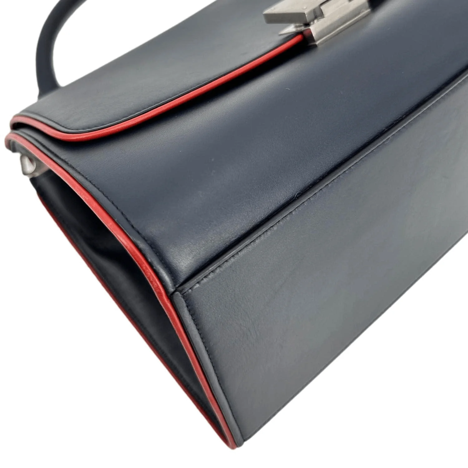 CELINE Trapeze Small 2way Leather Tote Shoulder Bag Blue - Image 9