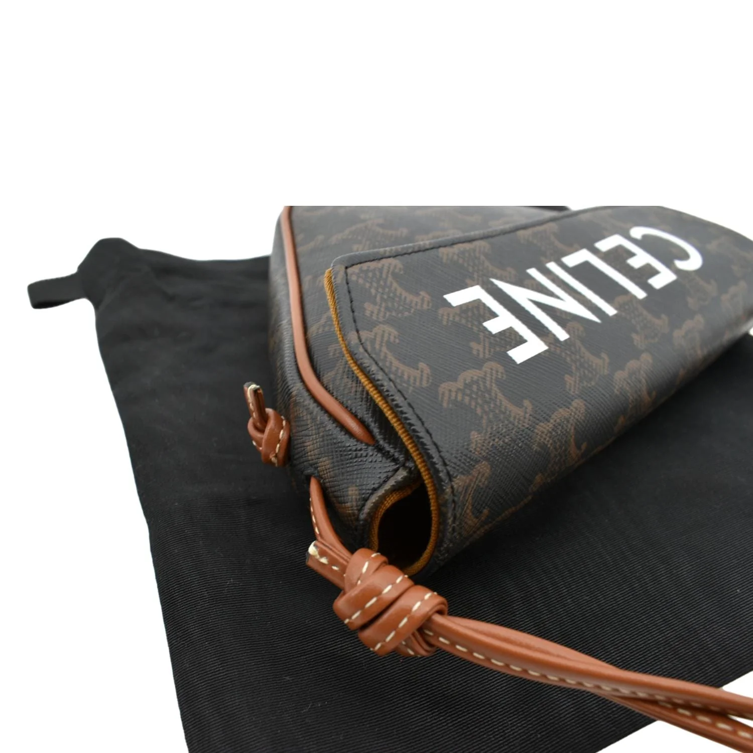 CELINE Triangle Triomphe Canvas Monogram Print Shoulder Bag Brown - Image 4