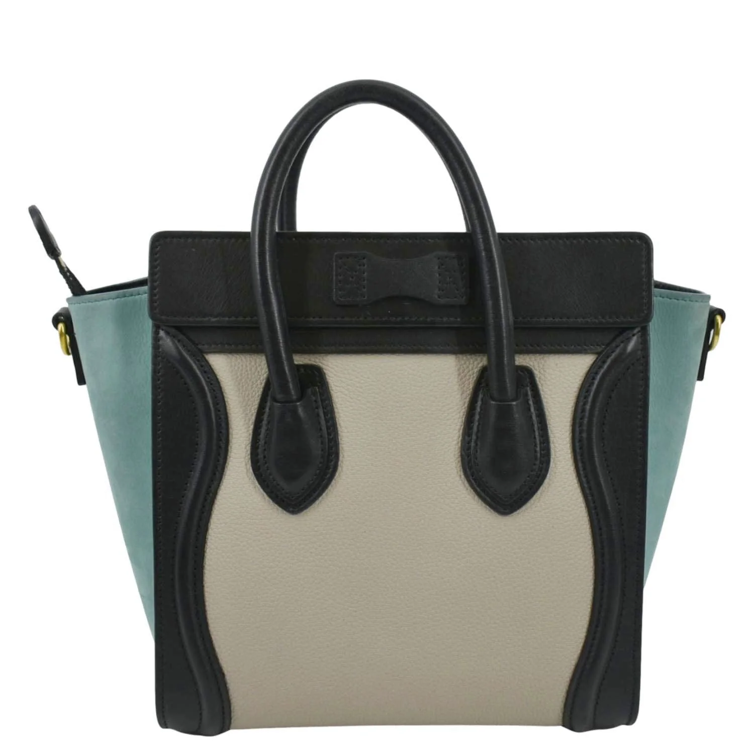 CELINE Luggage Calfskin Leather and Suede Crossbody Bag Tricolor - Image 3