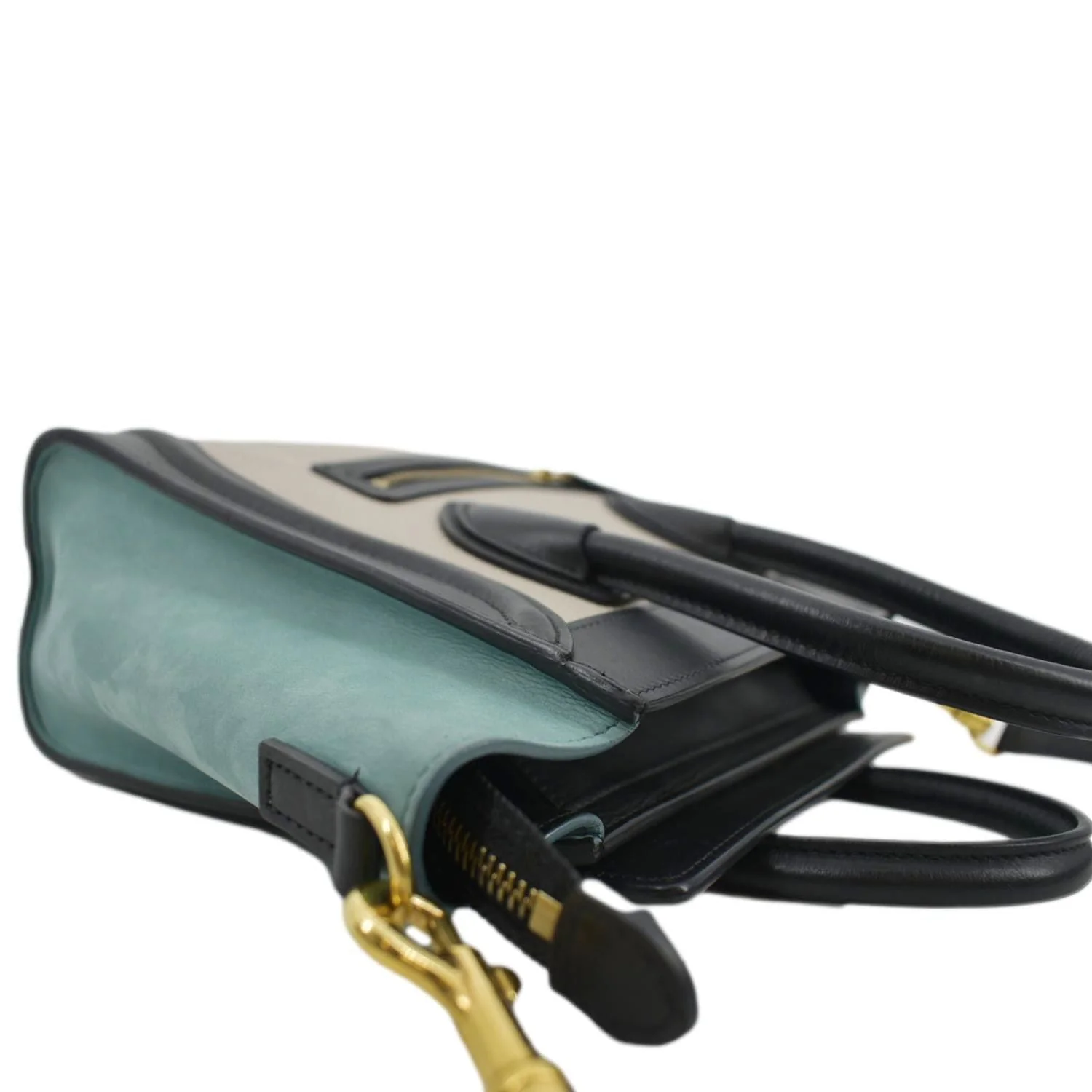 CELINE Luggage Calfskin Leather and Suede Crossbody Bag Tricolor - Image 5