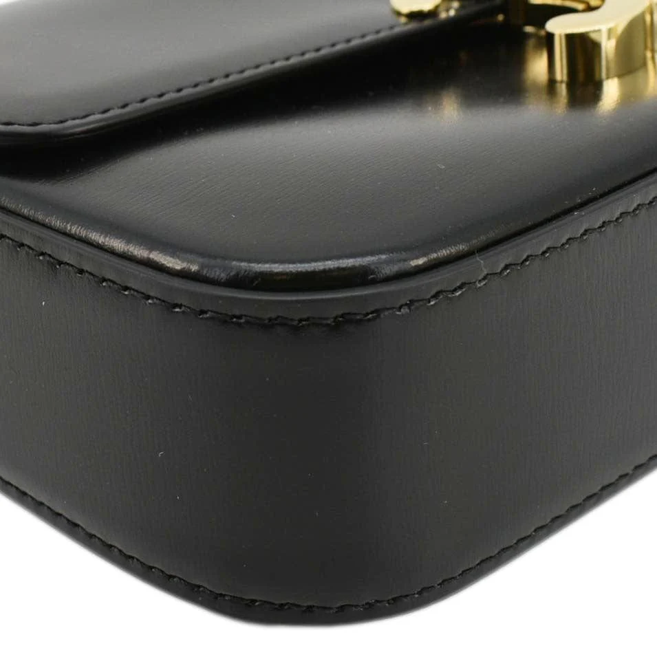 CELINE Triomphe Calfskin Leather Shoulder Bag Black - Image 9