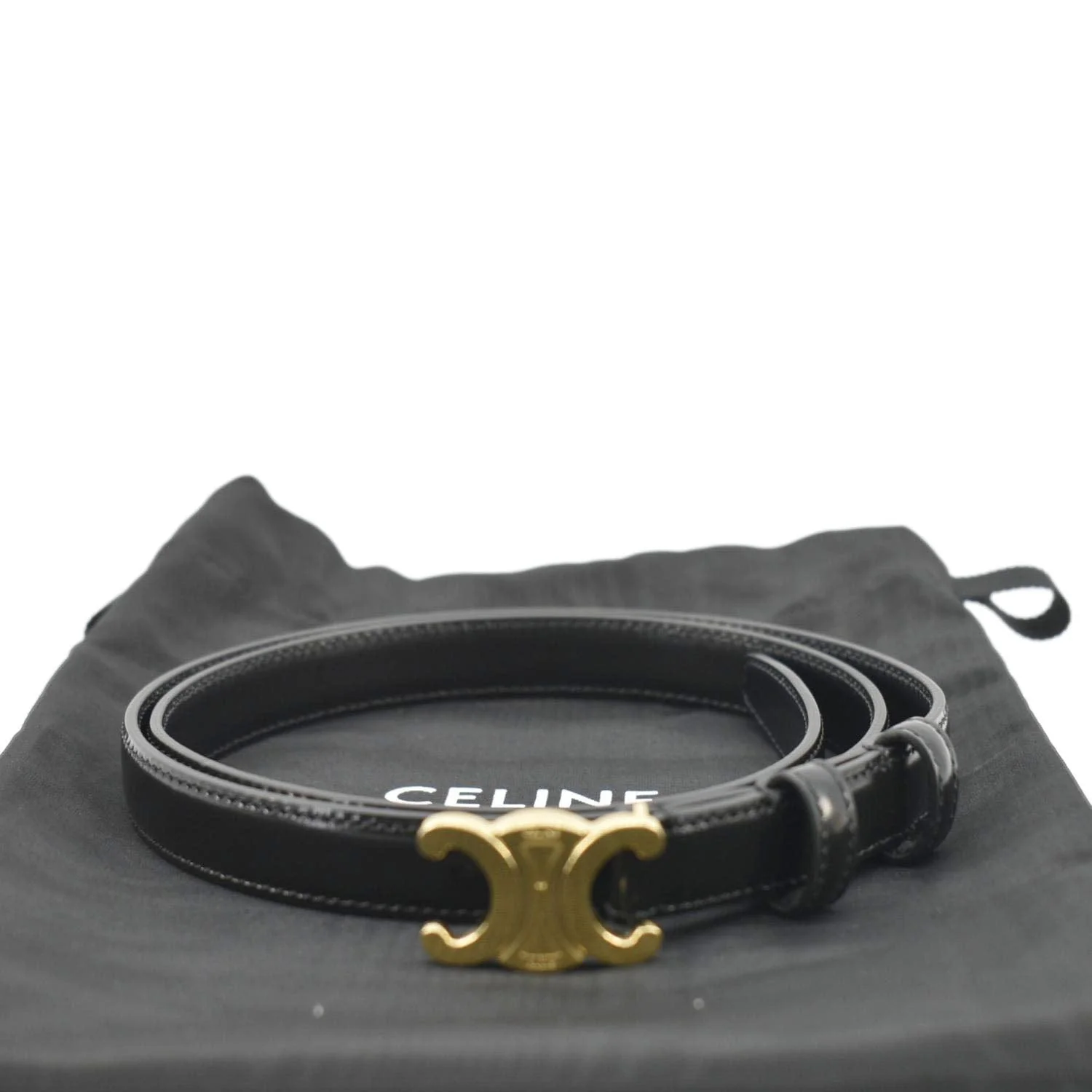 CELINE  Triomphe Leather Belt Black Size 80 - Image 3