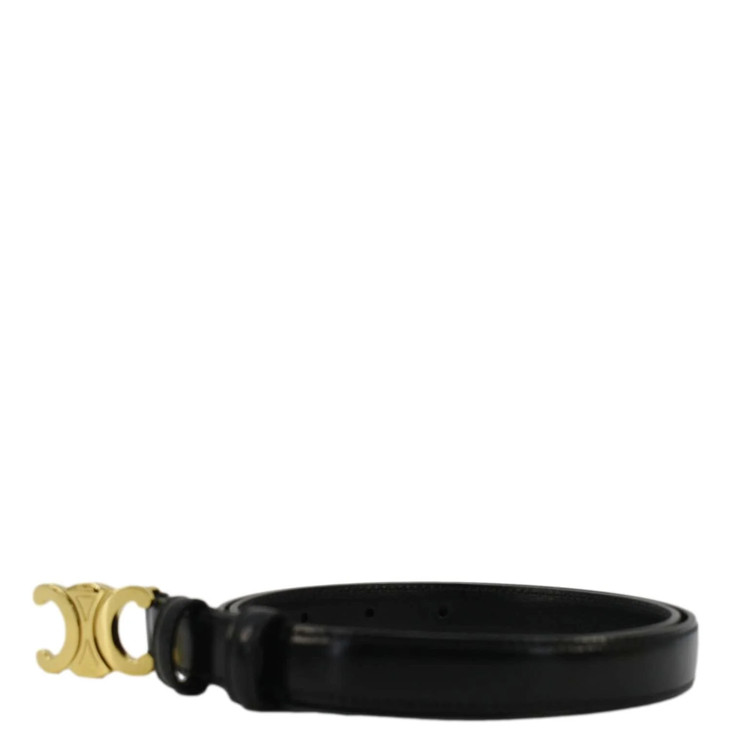 CELINE  Triomphe Leather Belt Black Size 80 - Image 4