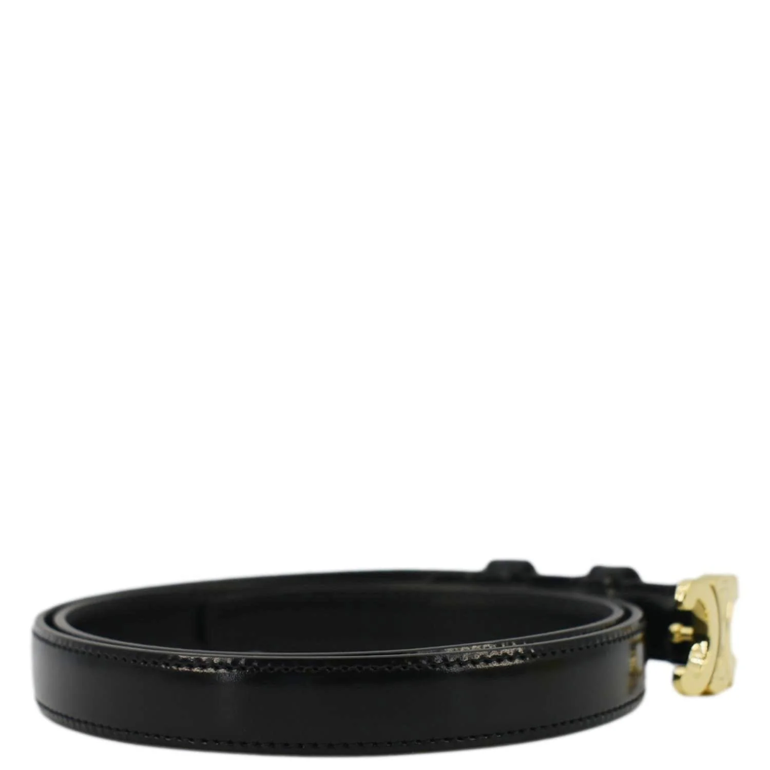 CELINE  Triomphe Leather Belt Black Size 80 - Image 5