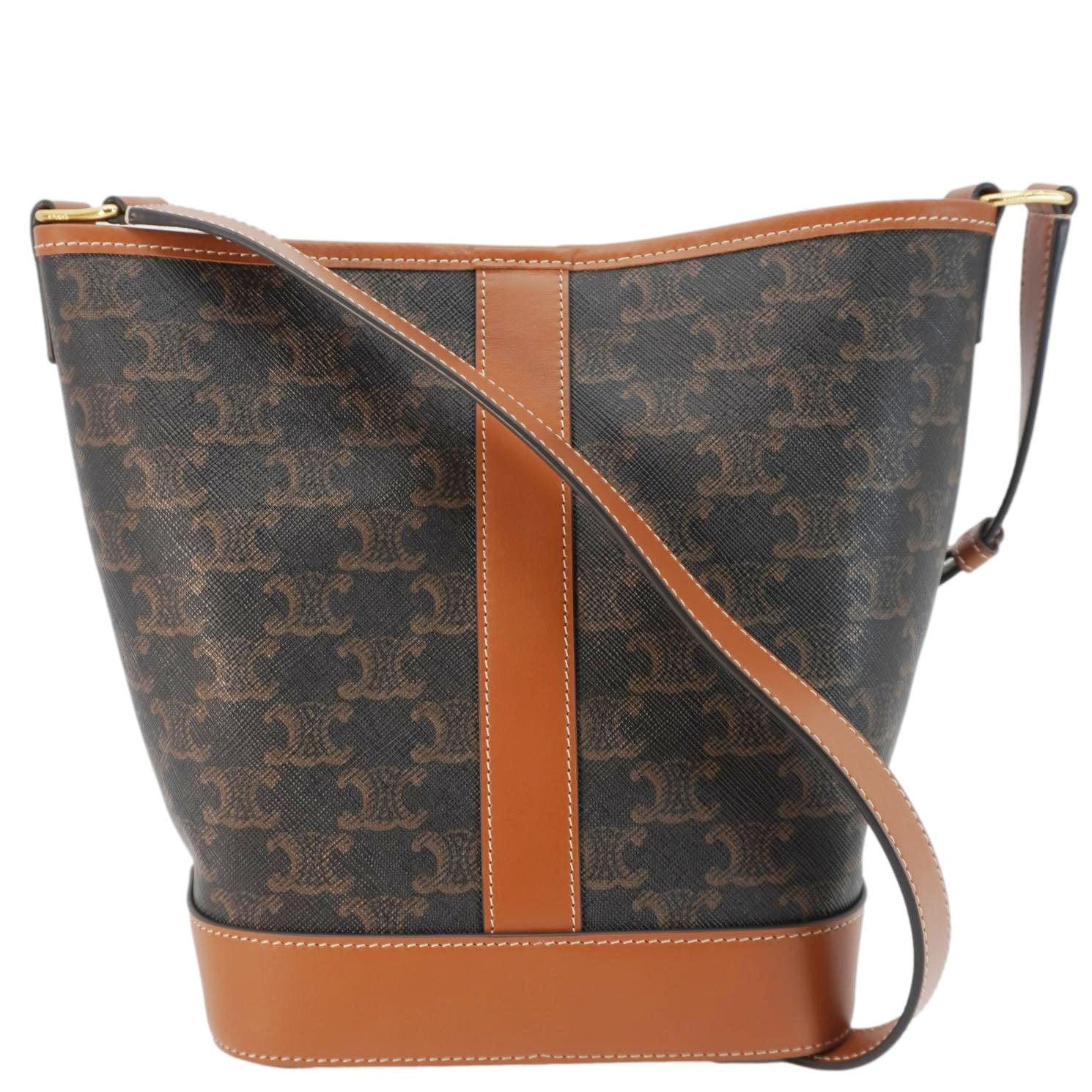 CELINE Small Triomphe Canvas Bucket Bag Tan - Image 3