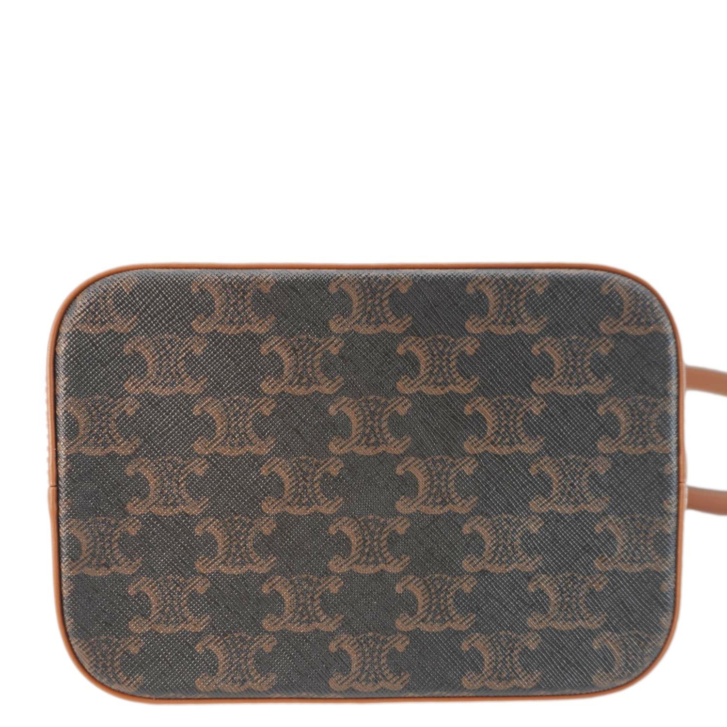CELINE Small Triomphe Canvas Bucket Bag Tan - Image 9