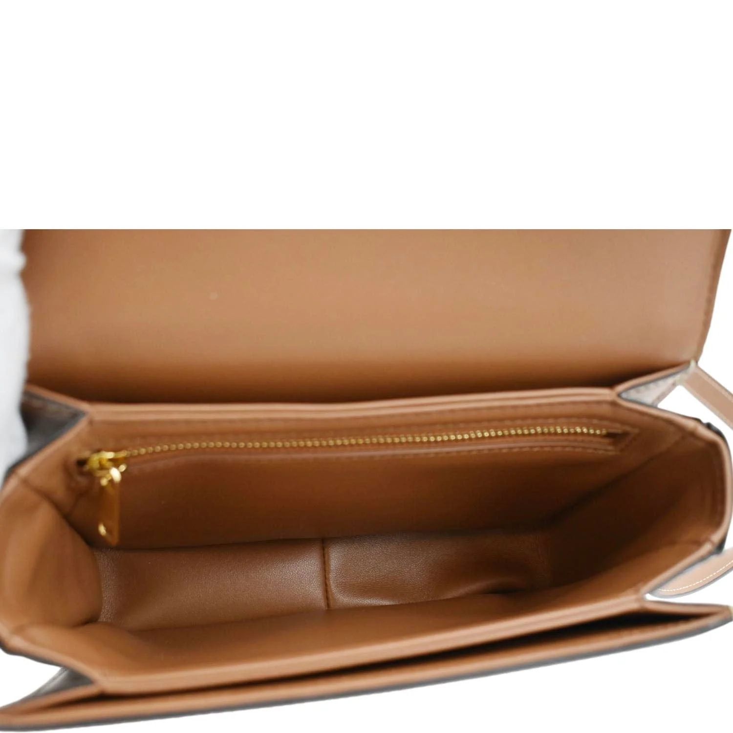 CELINE Triomphe Medium Leather Textile Shoulder Bag Light Brown - Image 11