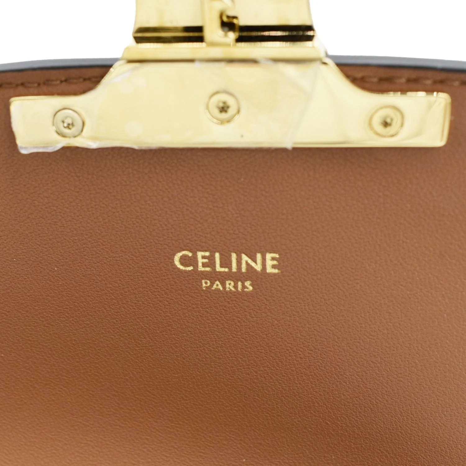 CELINE Triomphe Medium Leather Textile Shoulder Bag Light Brown - Image 12