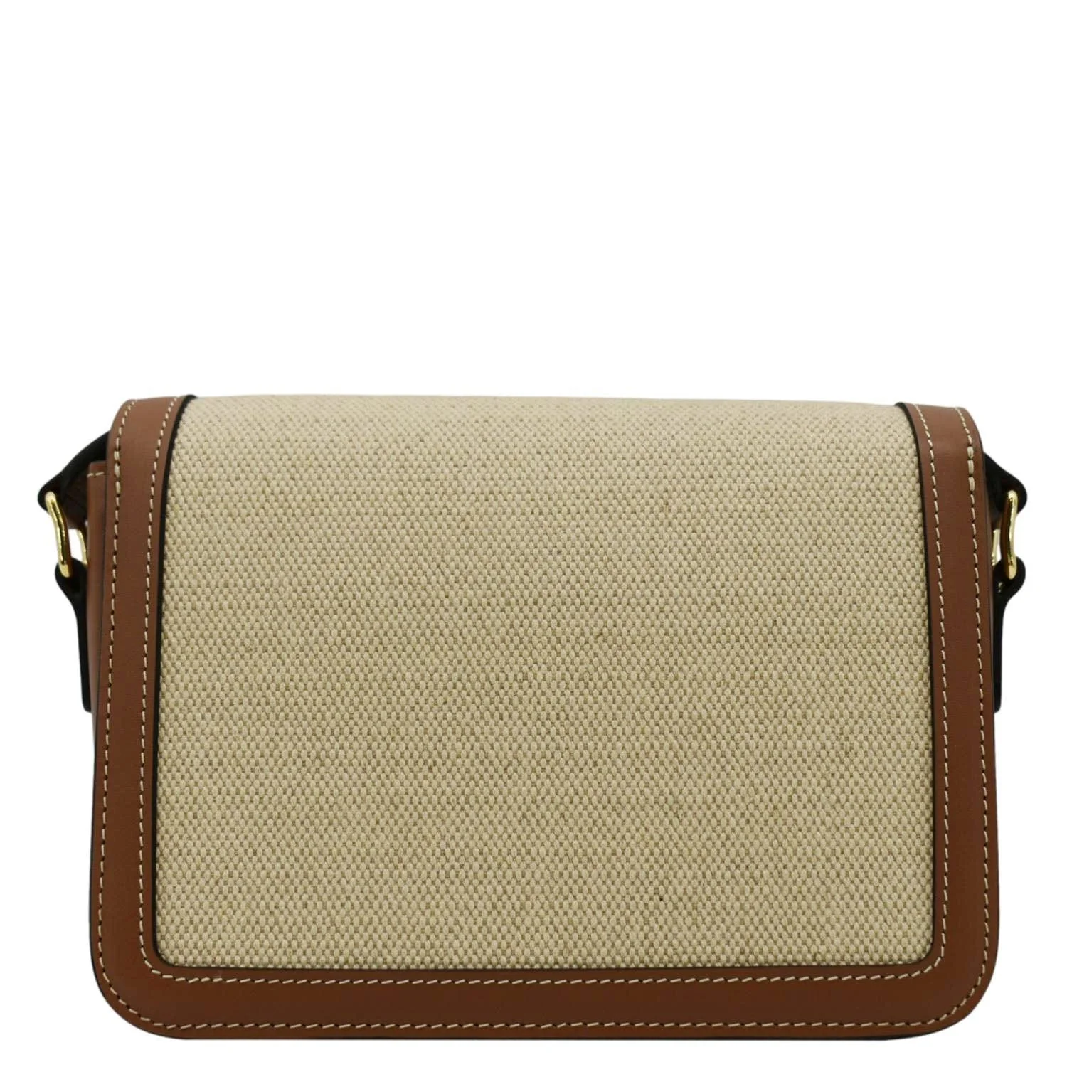 CELINE Triomphe Medium Leather Textile Shoulder Bag Light Brown - Image 4