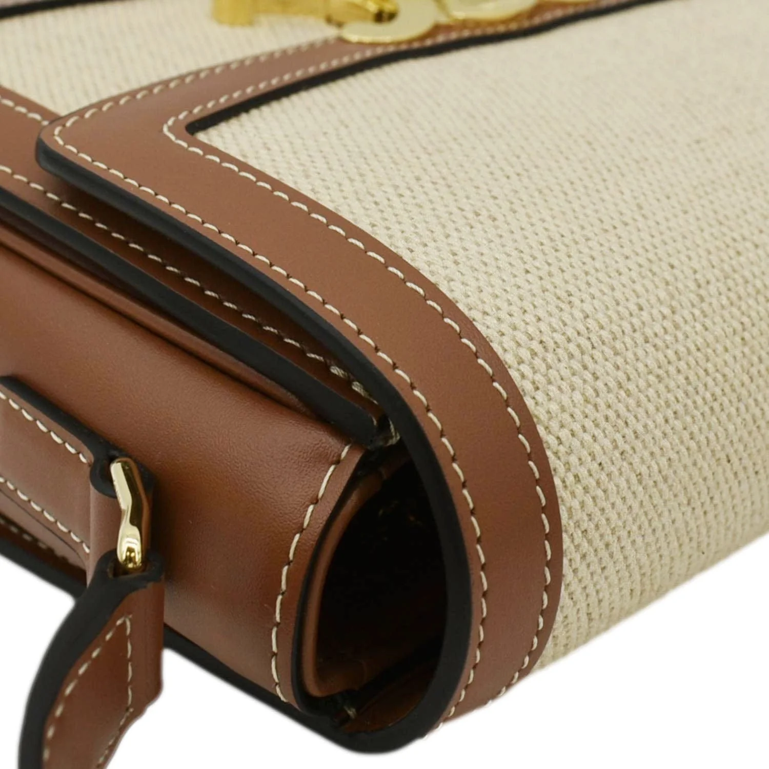 CELINE Triomphe Medium Leather Textile Shoulder Bag Light Brown - Image 6
