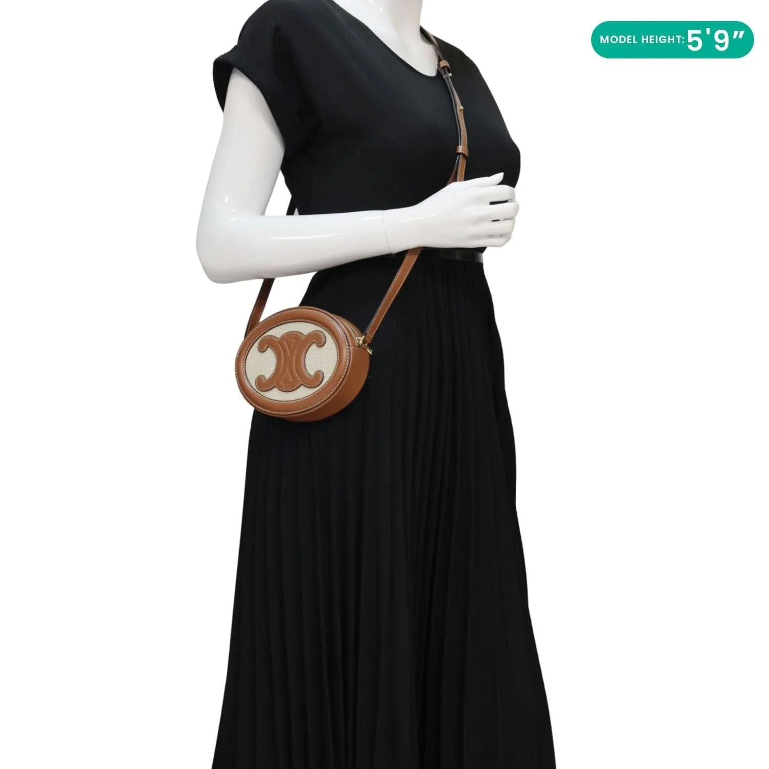 CELINE Triomphe Oval Calfskin Leather Crossbody Bag Tan - Image 2