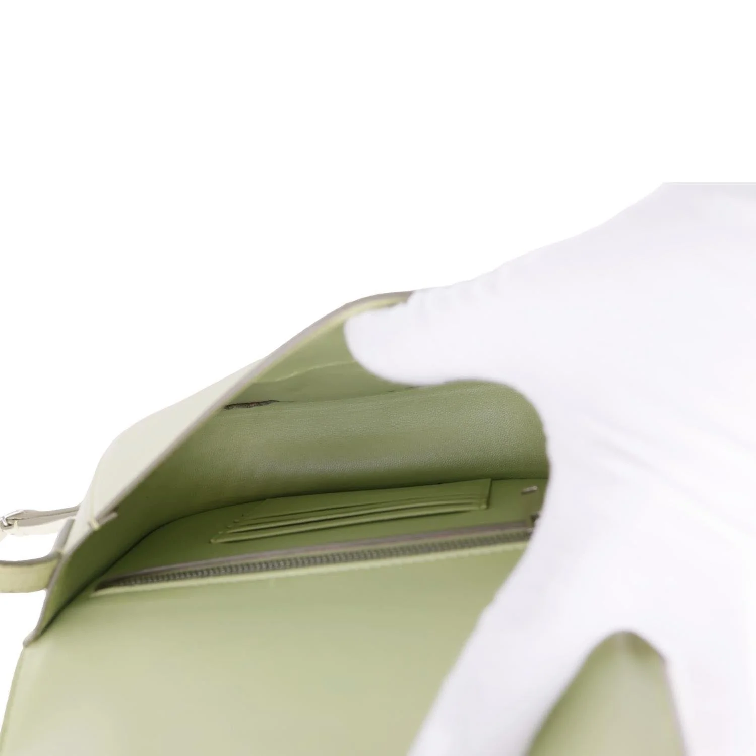 CELINE Trotteur Small Grained Calfskin Leather Shoulder Bag Sage - Image 12