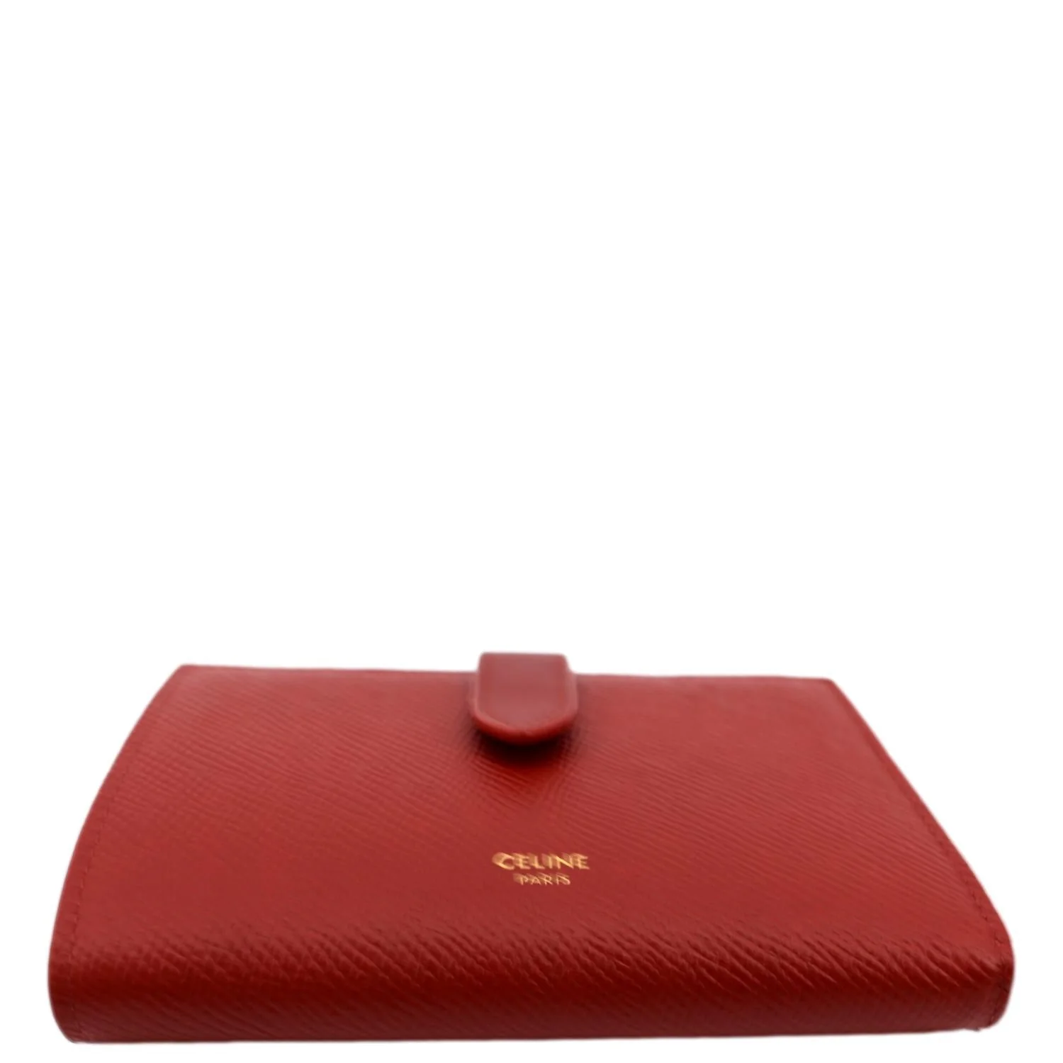 CELINE Medium Strap Grained Calfskin Leather Wallet Red - Image 8