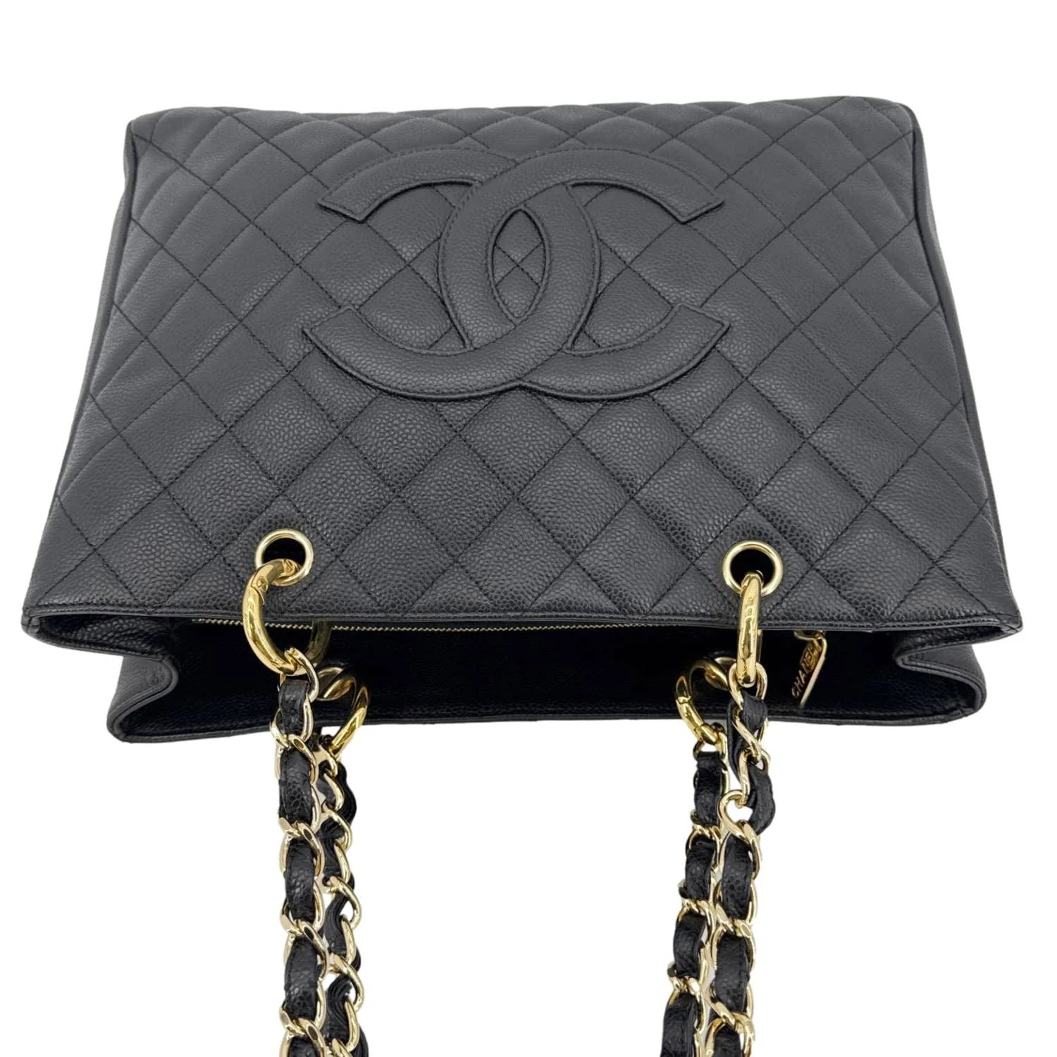 CHANEL Grand Shopping Quilted Leather Tote Bag Black - Image 4