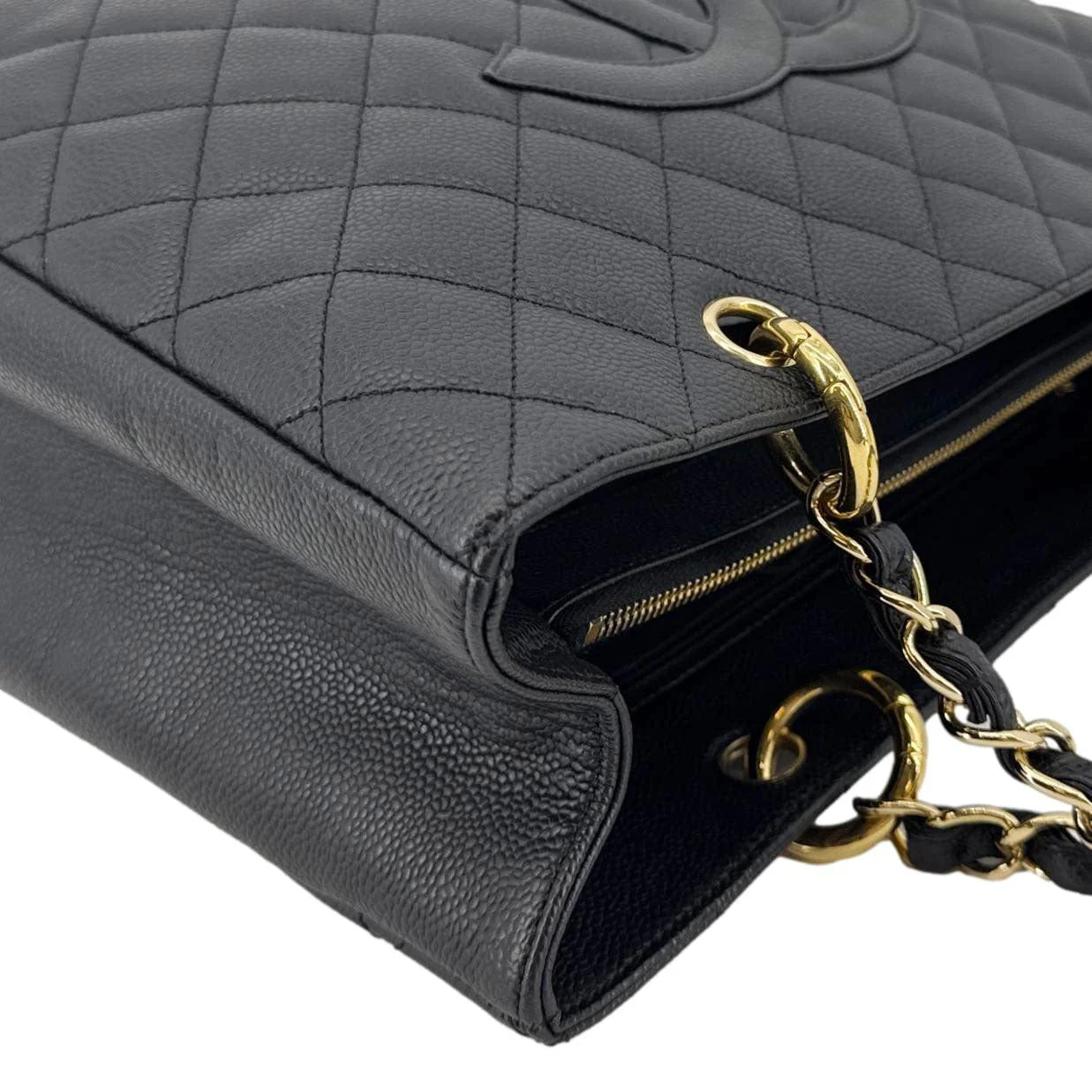CHANEL Grand Shopping Quilted Leather Tote Bag Black - Image 5