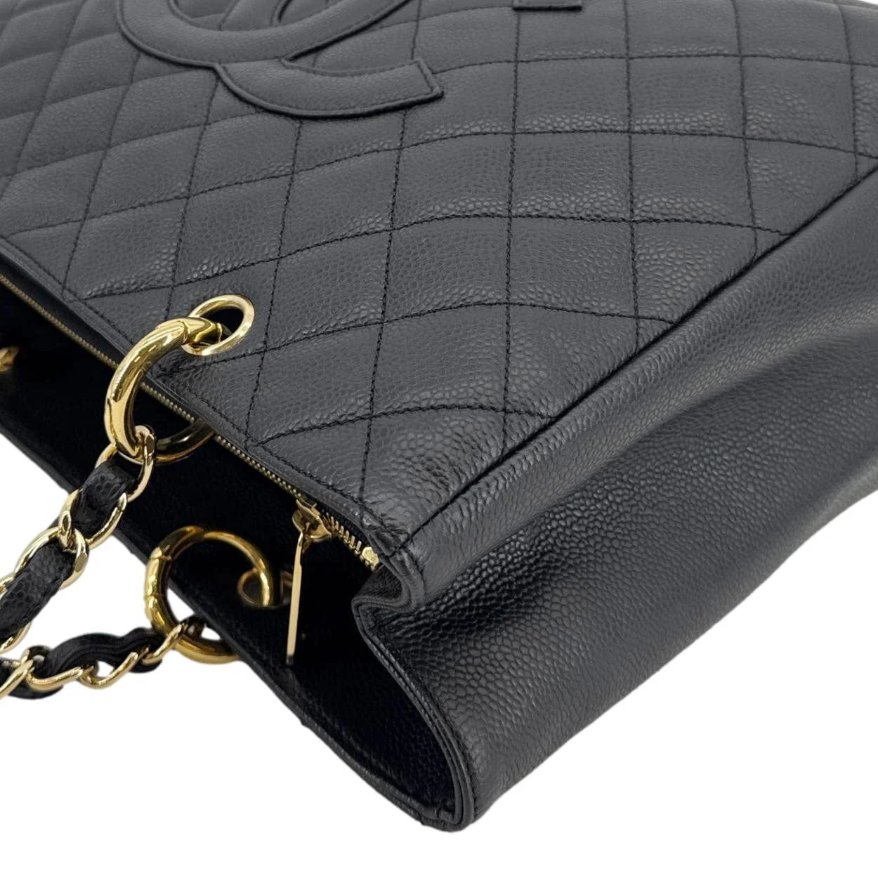CHANEL Grand Shopping Quilted Leather Tote Bag Black - Image 6