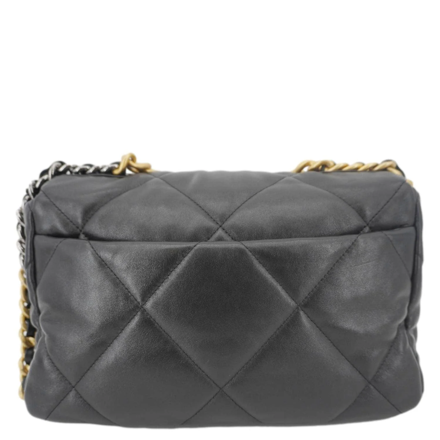 CHANEL 19 Flap Large Lambskin Leather Shoulder Bag Black - Image 5