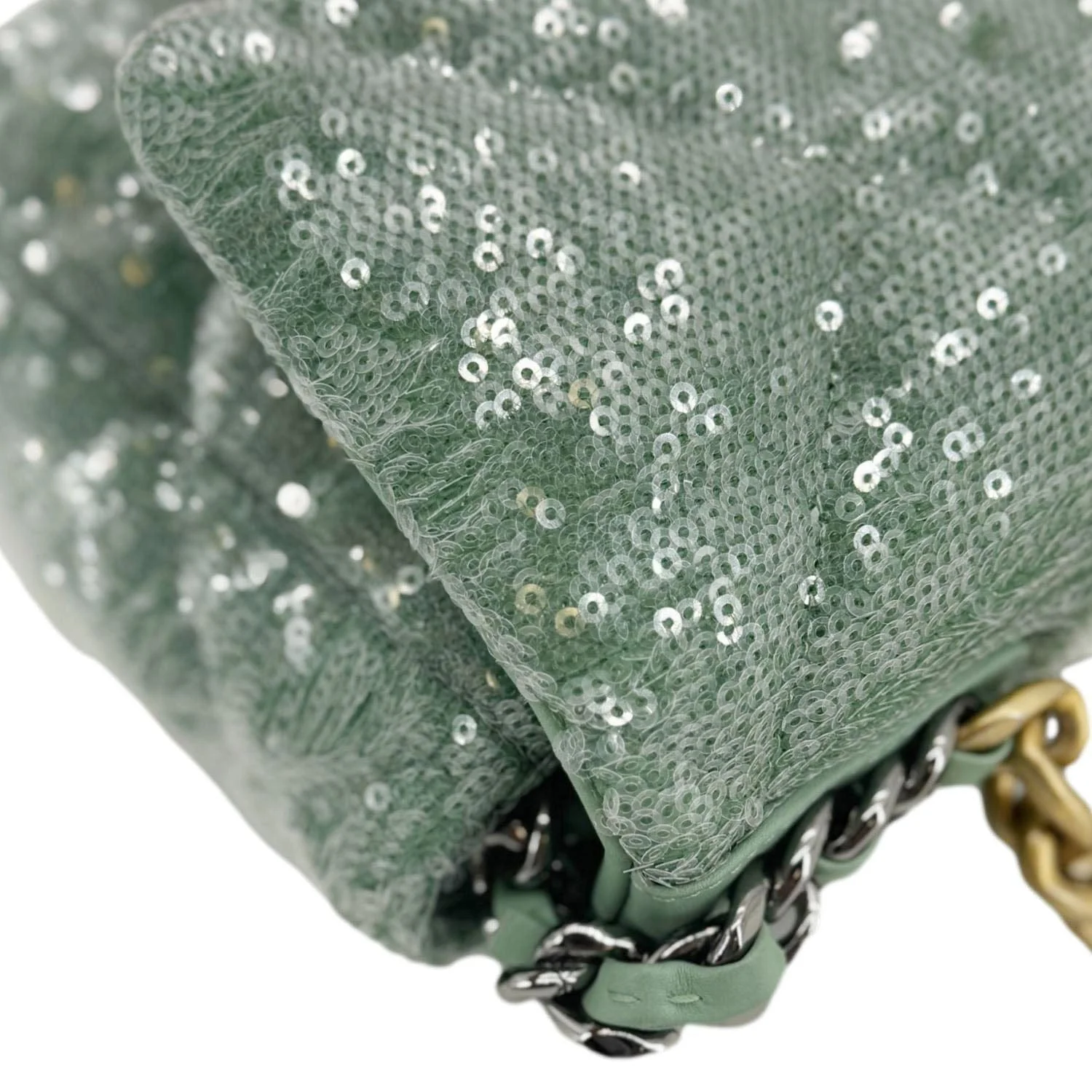 CHANEL 19 Flap Medium Sequins Shoulder Bag Green - Image 6