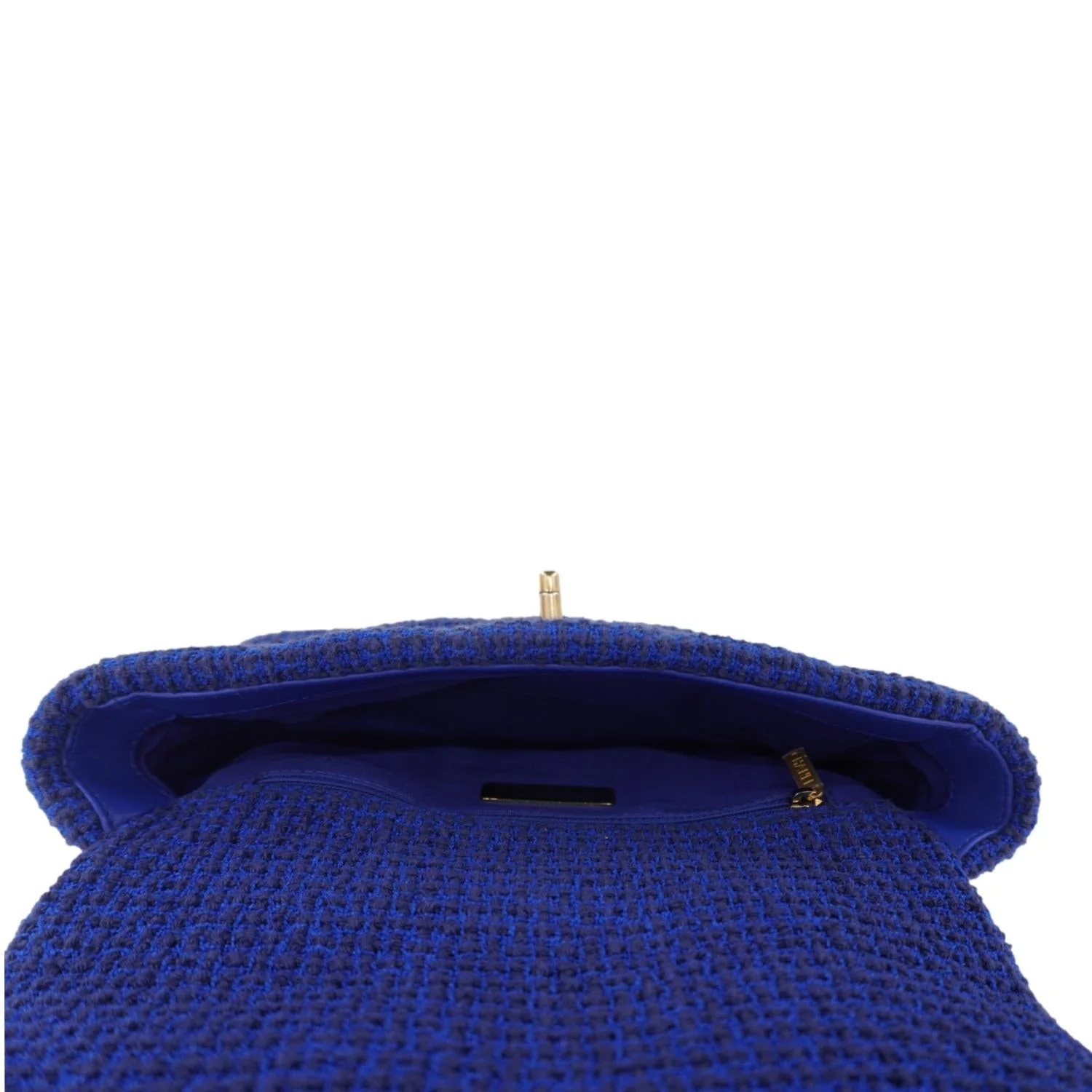 CHANEL 19 Flap Quilted Tweed Shoulder Bag Blue - Image 10