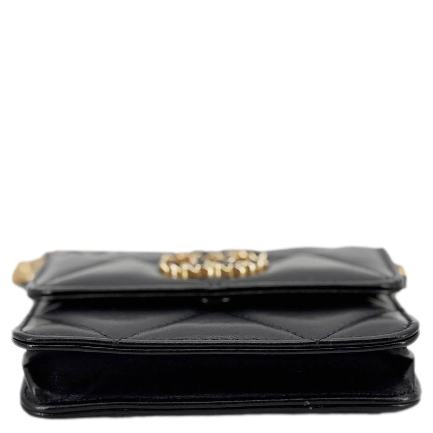 CHANEL 19 Flap Coin Purse Quilted Leather Chain Shoulder Bag Black - Image 11