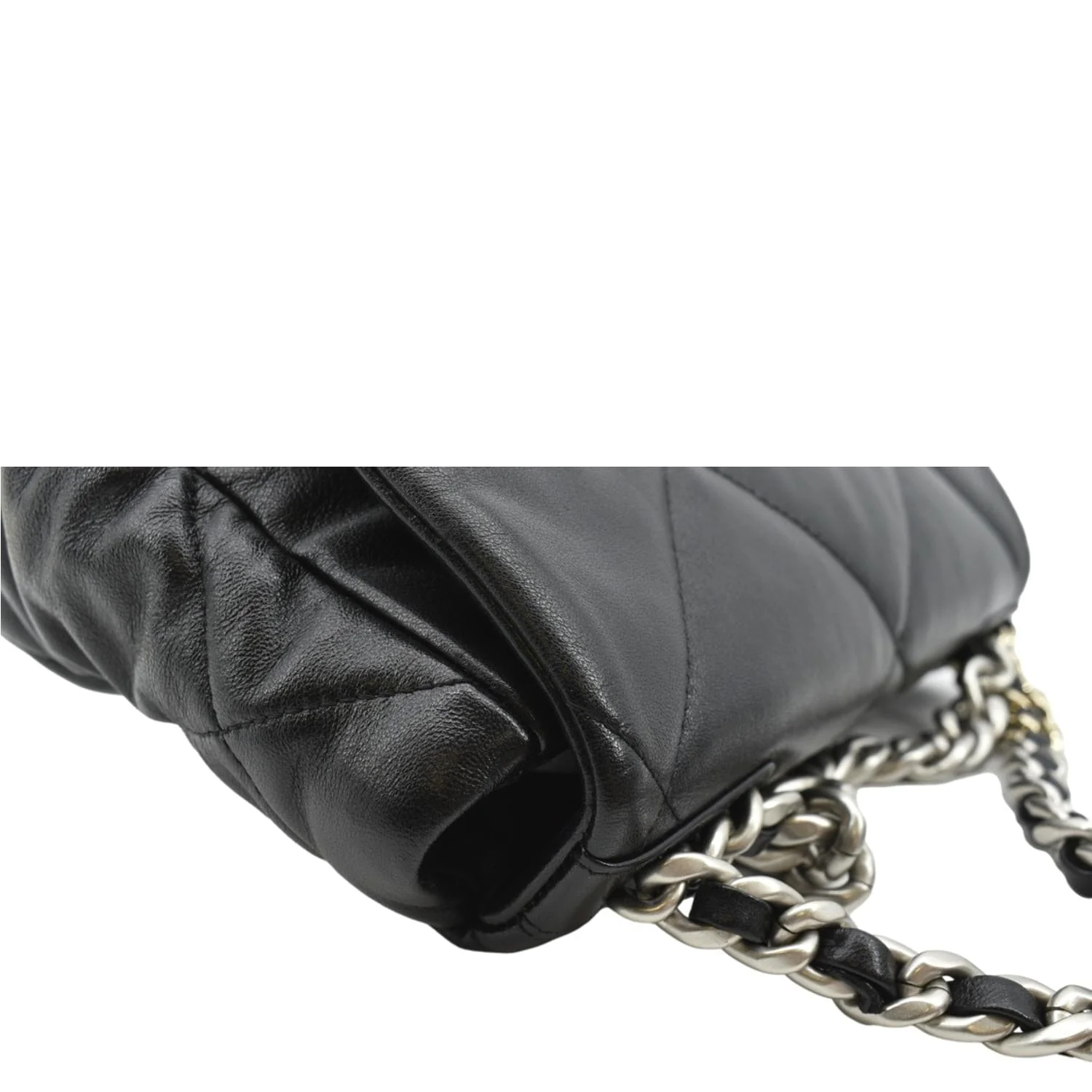 CHANEL 19 Small Flap Quilted Lambskin Leather Shoulder Bag Black - Final Sale - Image 6