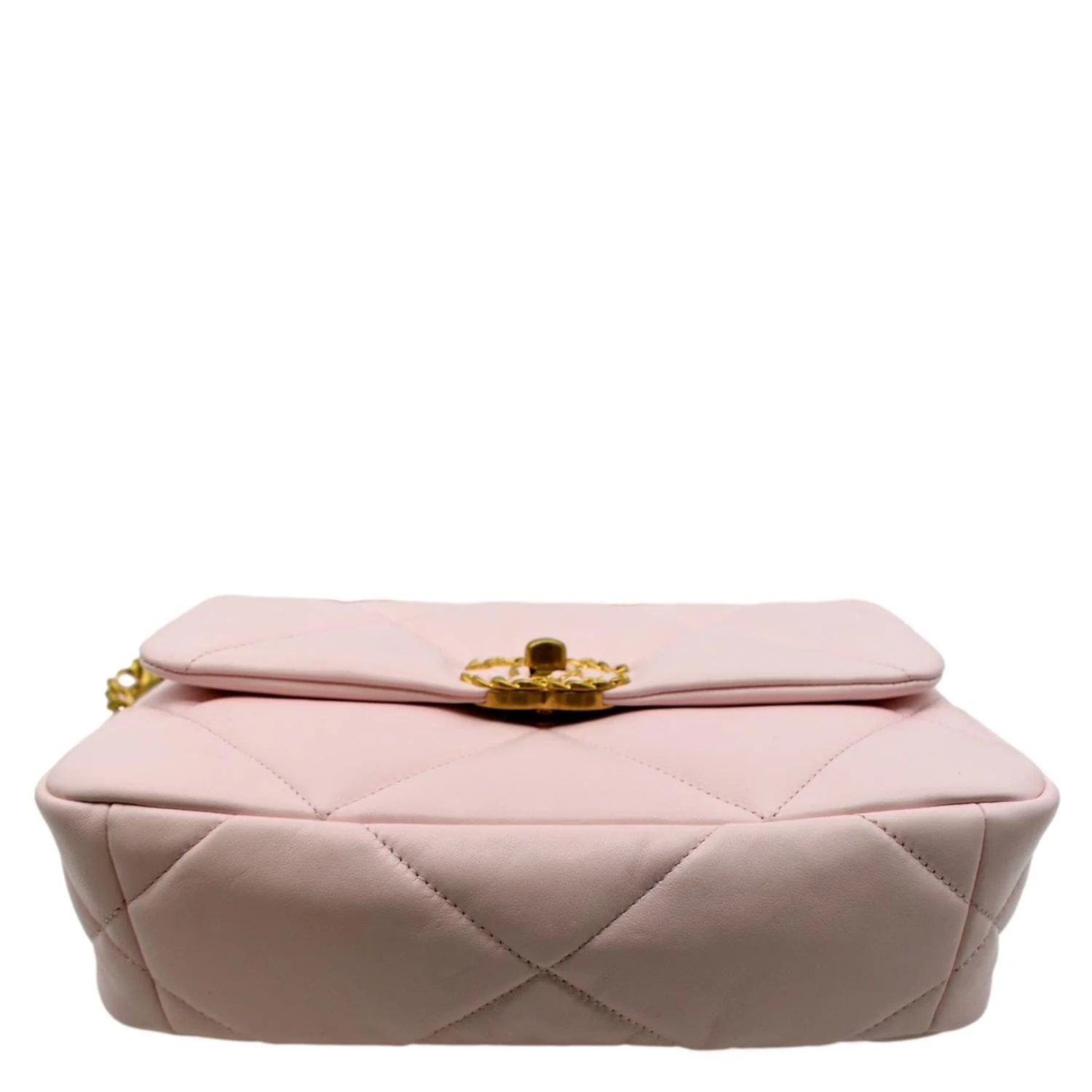 CHANEL 19 Medium Flap Quilted Lambskin Leather Shoulder Bag Light Pink - Image 10