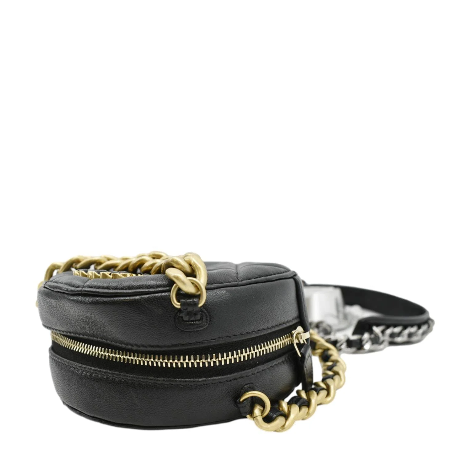 CHANEL 19 Round Quilted Leather Clutch Crossbody Bag Black - Image 6