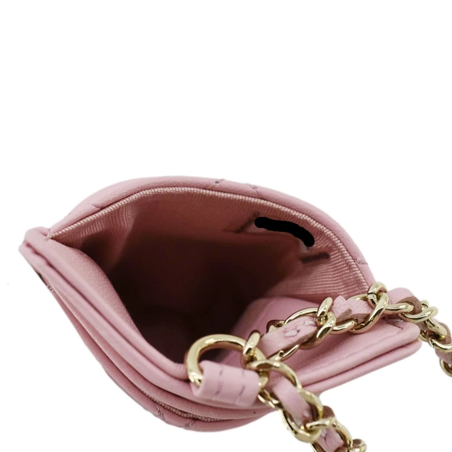 CHANEL CC Quilted Lambskin Leather Chain ID Card Holder Pink - Image 11