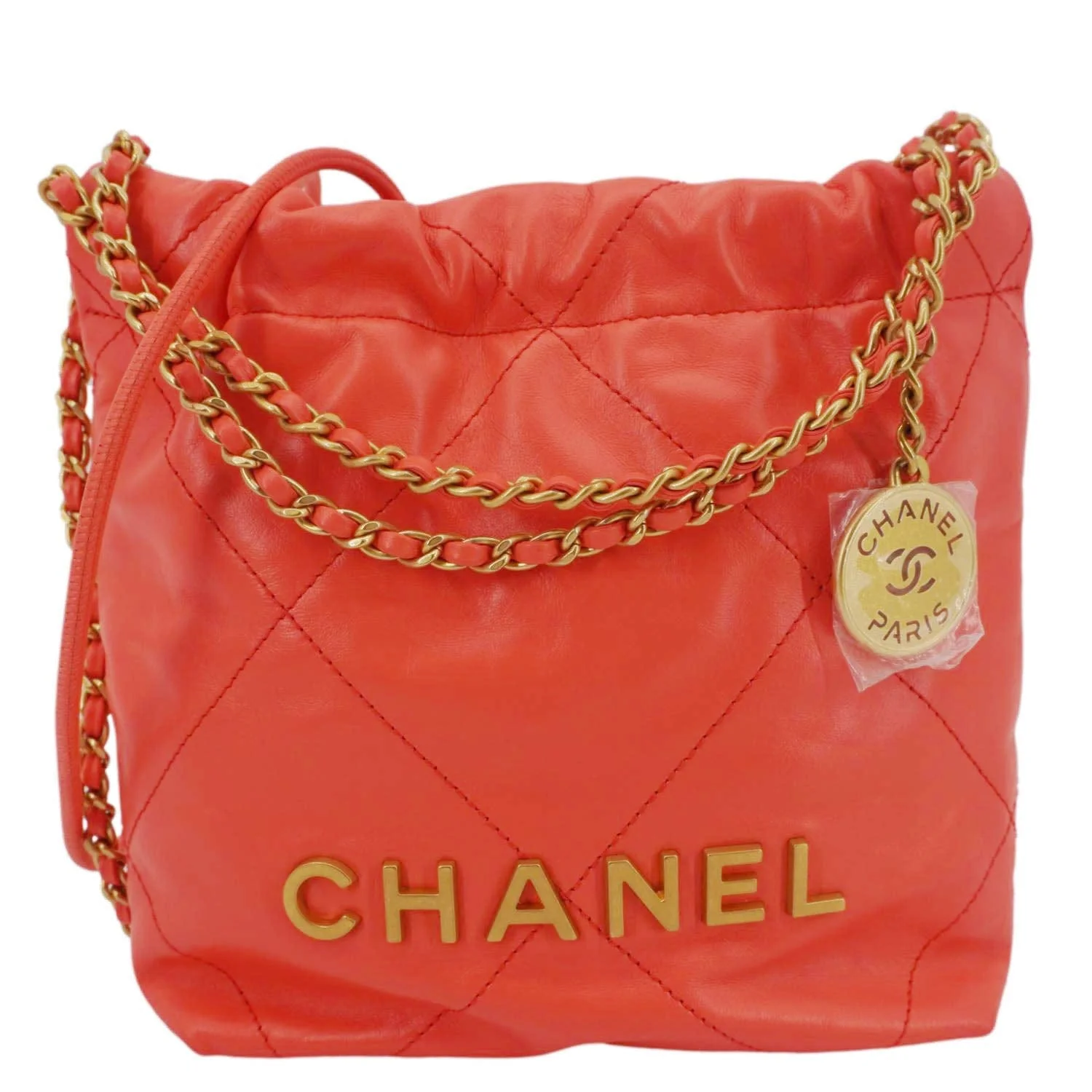 CHANEL 22 Small Quilted Leather Crossbody Bag Coral - Image 3