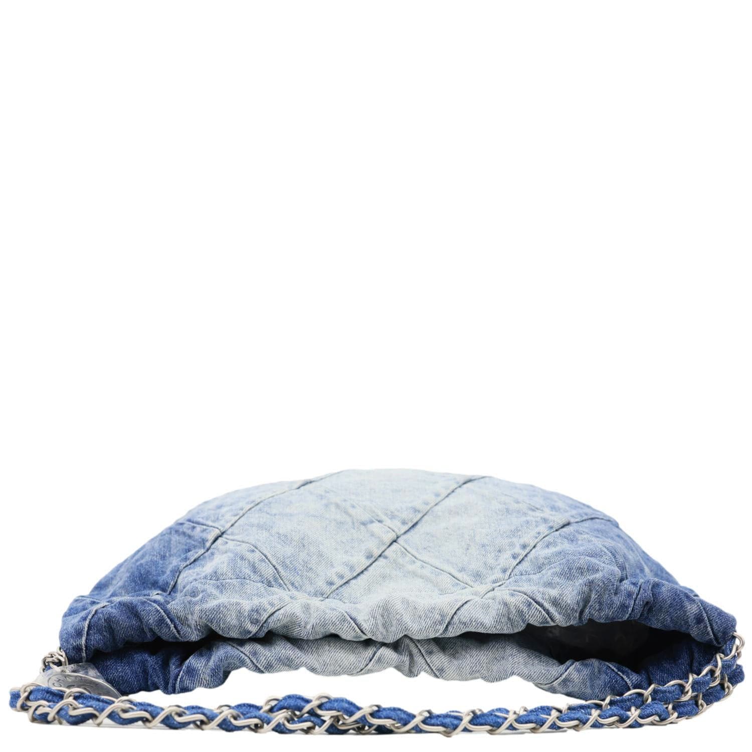 CHANEL 22 Quilted Denim Shoulder Bag Blue - Image 6