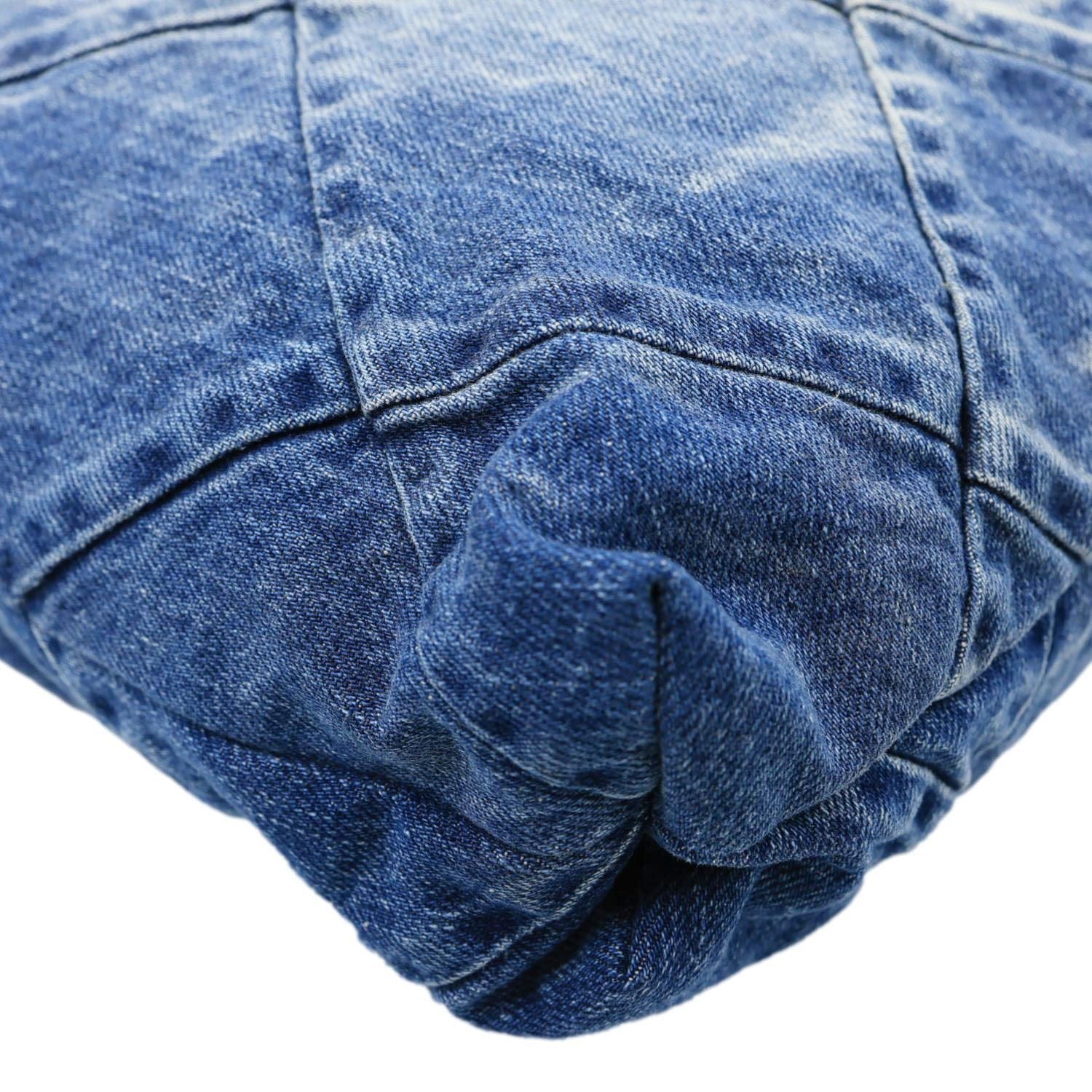 CHANEL 22 Quilted Denim Shoulder Bag Blue - Image 8