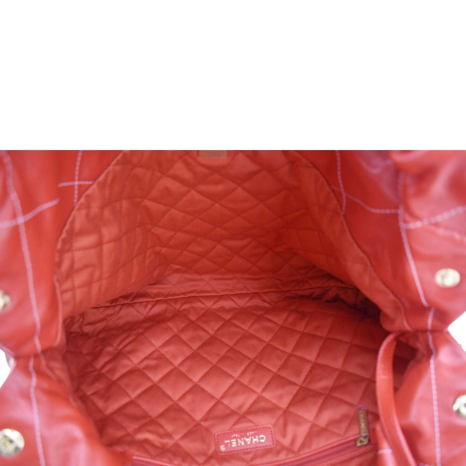 CHANEL 22 Large Shiny Calfskin Quilted Leather Tote Bag Red - Image 11