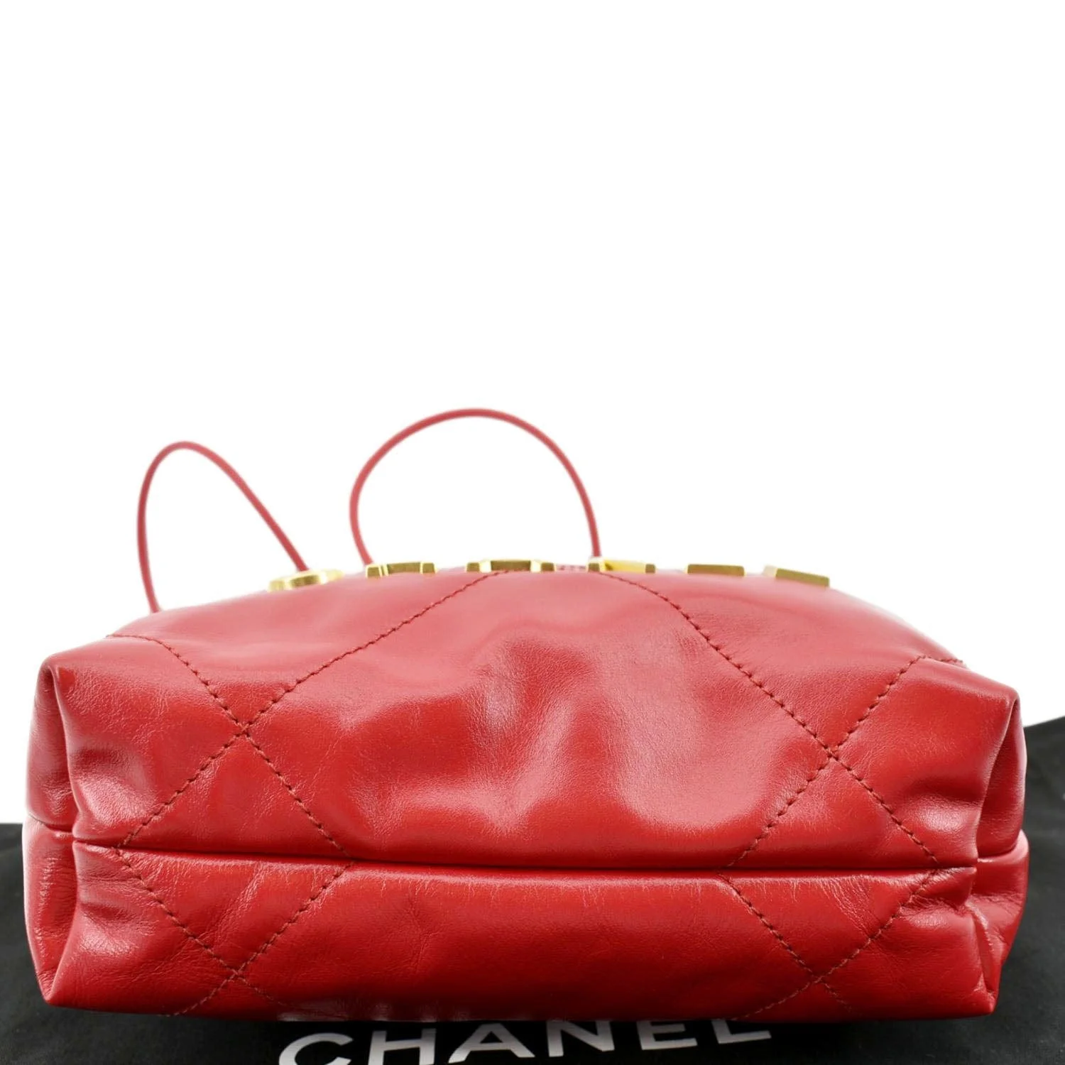 CHANEL 22 Mini Chain Shiny Calfskin Leather Shoulder Bag Red - Image 10