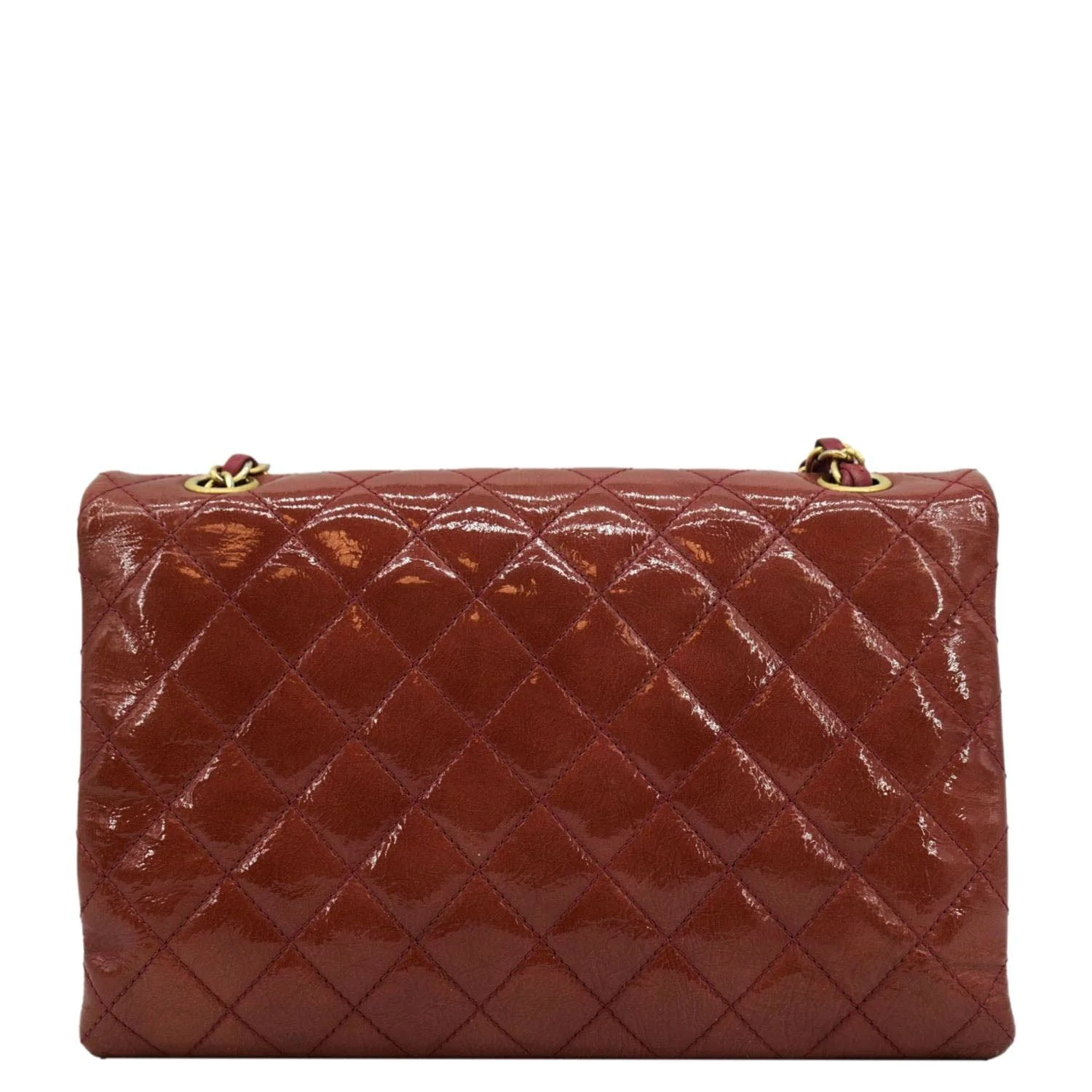 CHANEL 3 Pocket Accordion Flap Small Patent Leather Shoulder Bag Red - Image 4