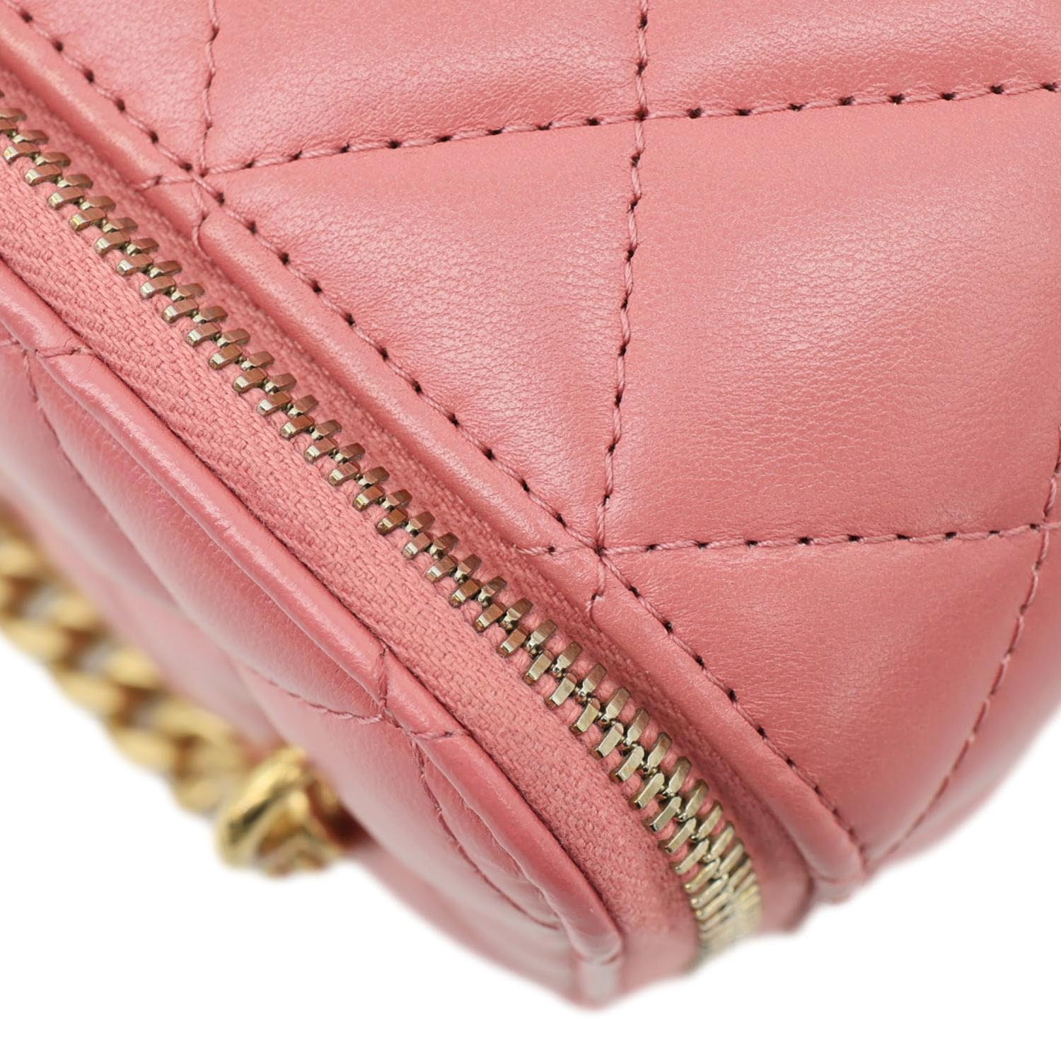 CHANEL All Slide Quilted Leather Long Chain Vanity Case Pink - Image 7