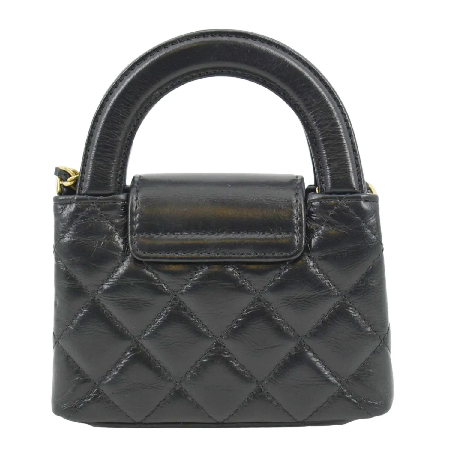 CHANEL AP3435 Kelly Quilted Aged Calfskin Leather Shoulder Bag Black - Image 3