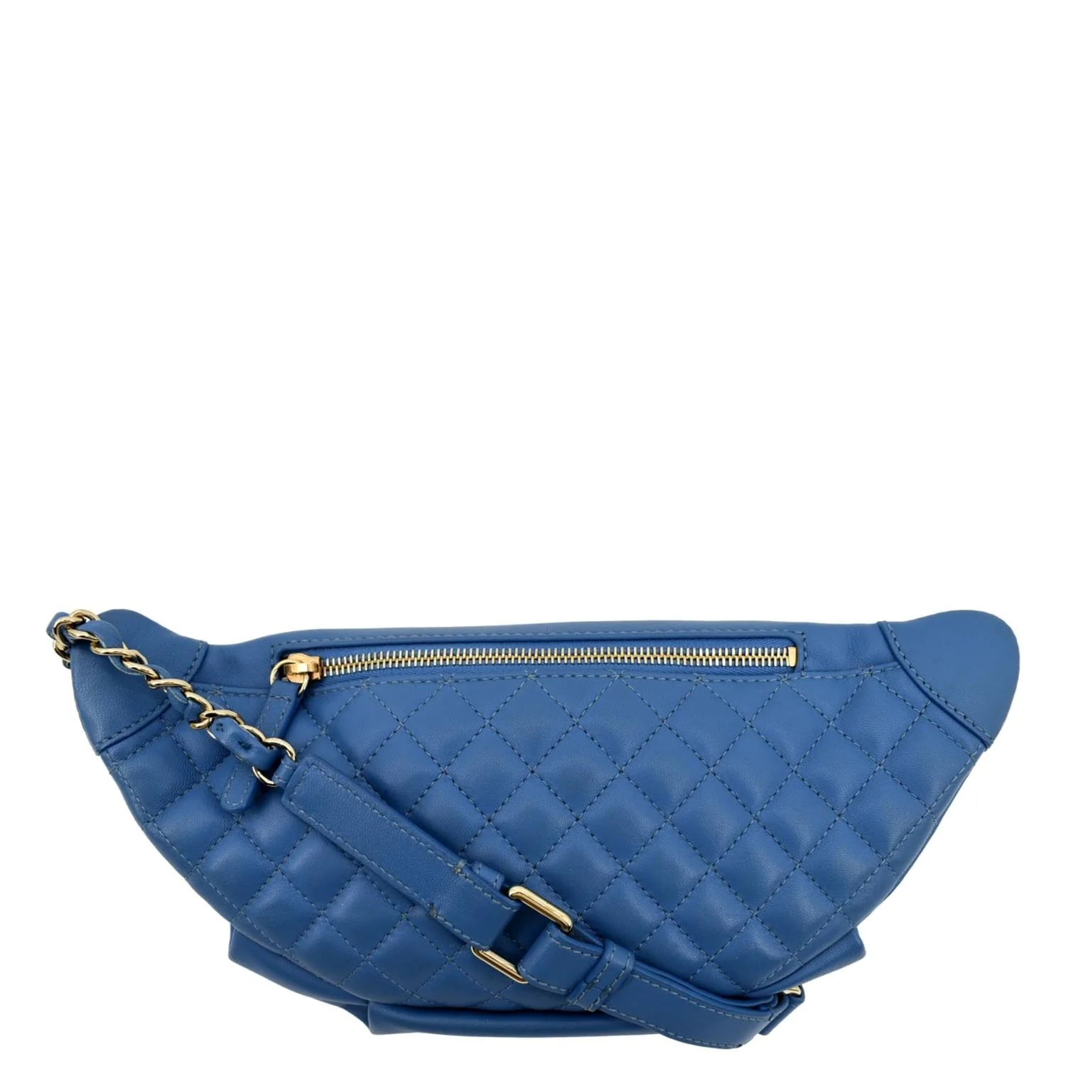 CHANEL Bi Classic Quilted Lambskin Leather Waist Bag Blue - Image 3