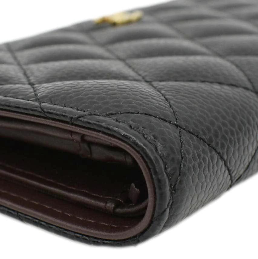 CHANEL Bifold Quilted Caviar Leather Long Wallet Black - Image 6