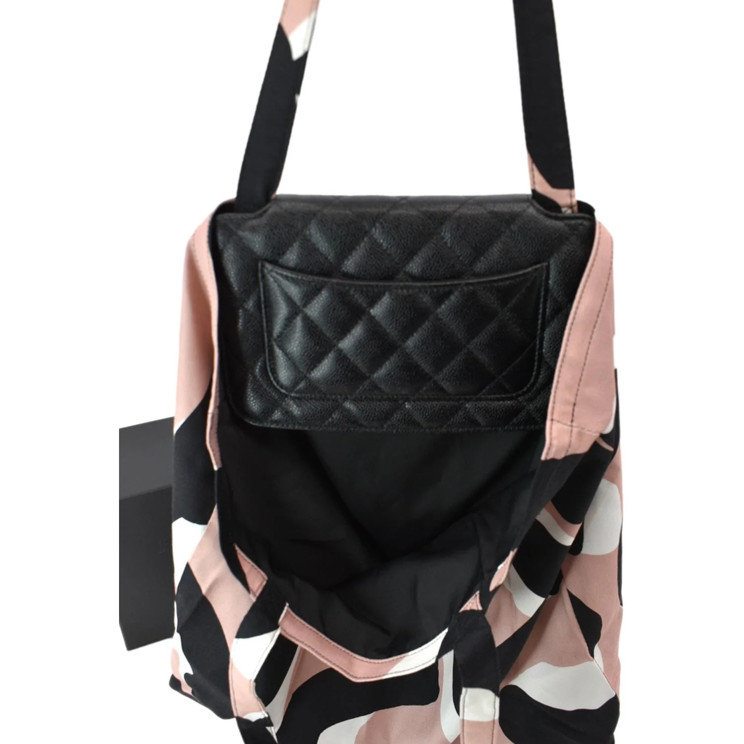 CHANEL Women 2Way Foldable Leather Satchel Crossbody Bag Black - Image 10