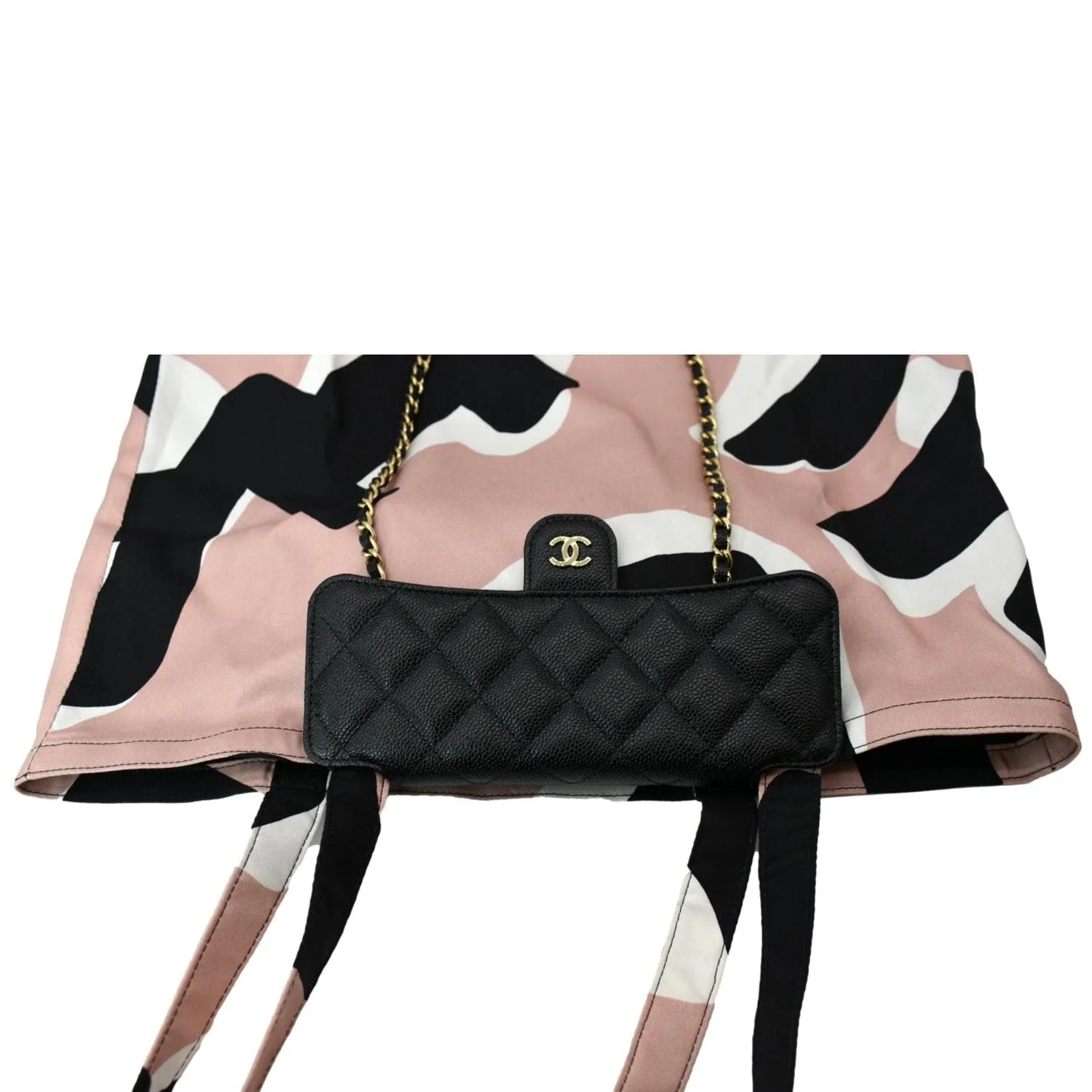 CHANEL Women 2Way Foldable Leather Satchel Crossbody Bag Black - Image 4