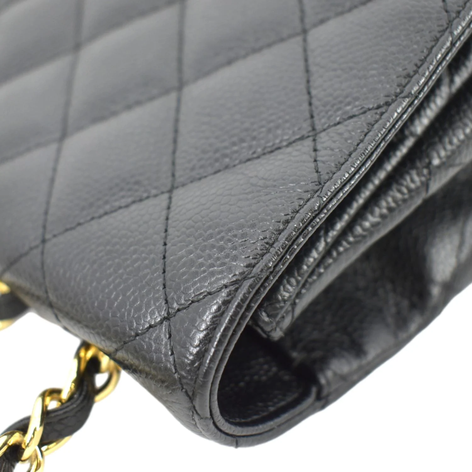 CHANEL Classic Jumbo Single Flap Quilted Caviar Leather Shoulder Bag Black - Image 7