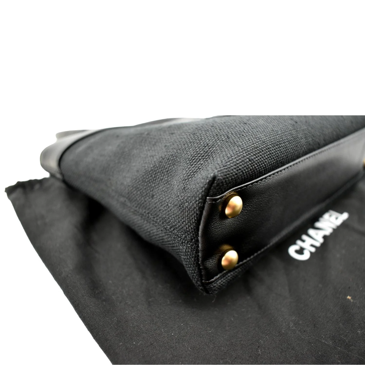CHANEL Canvas Leather Tote Bag Black - Image 9