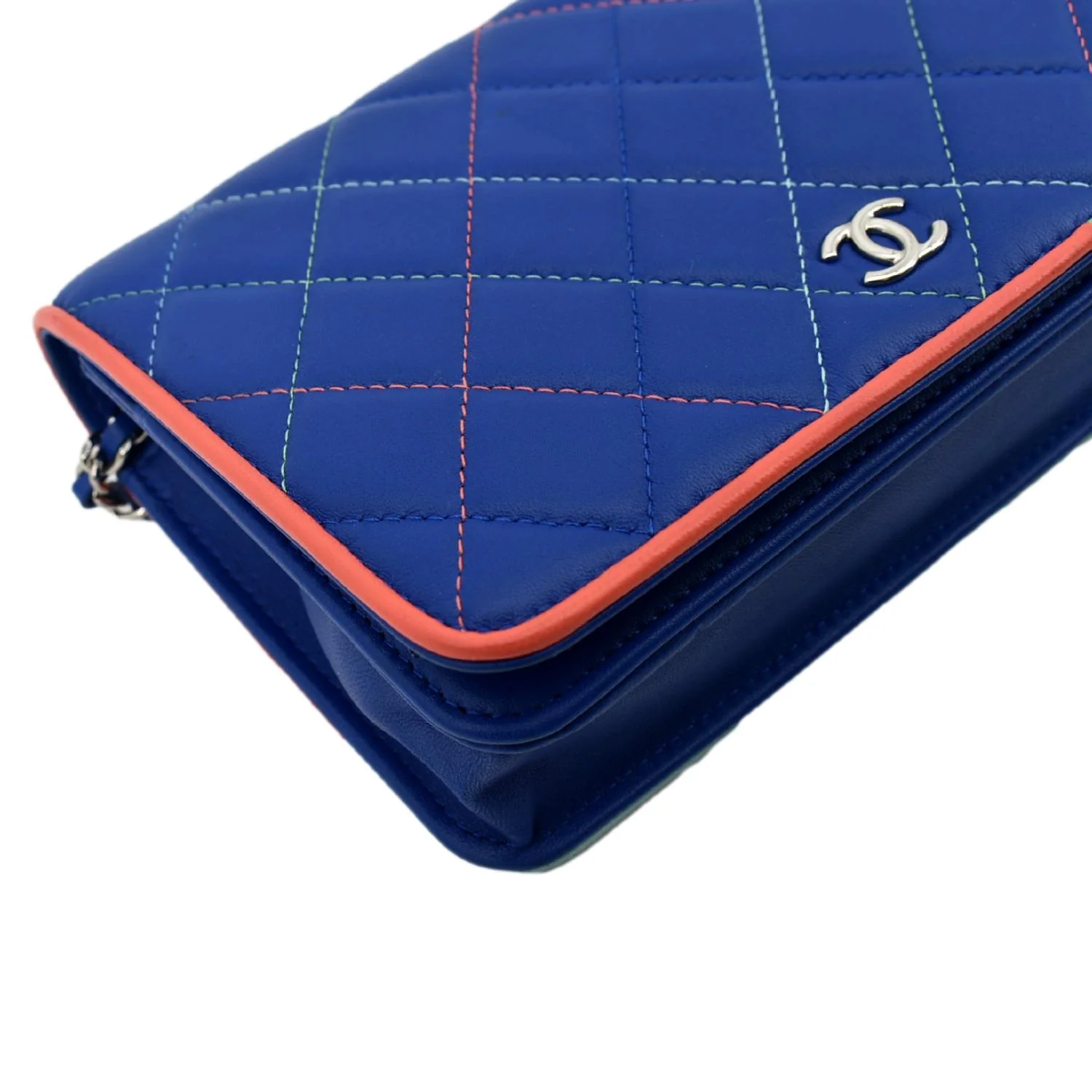 CHANEL Wallet On Chain Quilted Leather Crossbody Bag Blue - Image 10