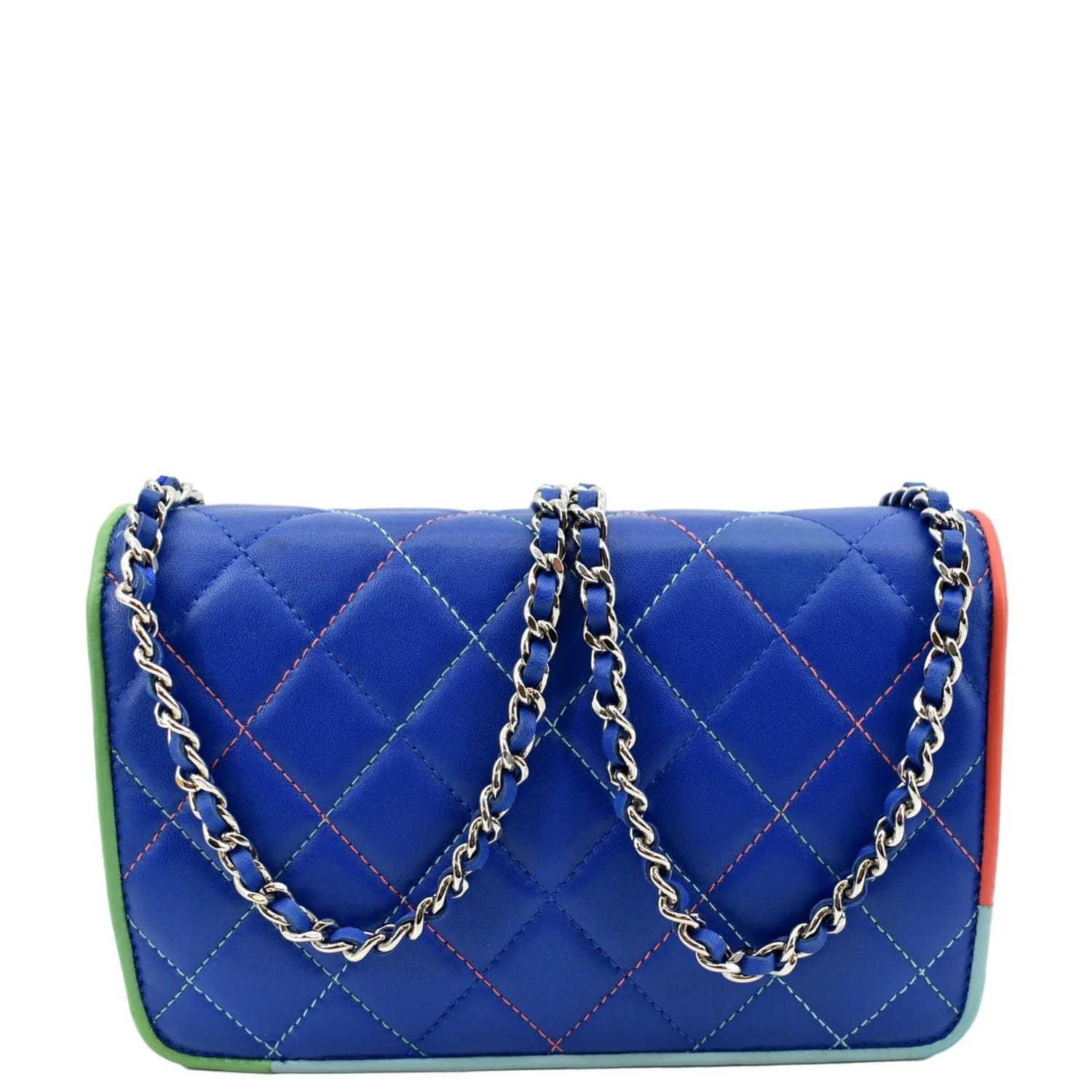 CHANEL Wallet On Chain Quilted Leather Crossbody Bag Blue - Image 5