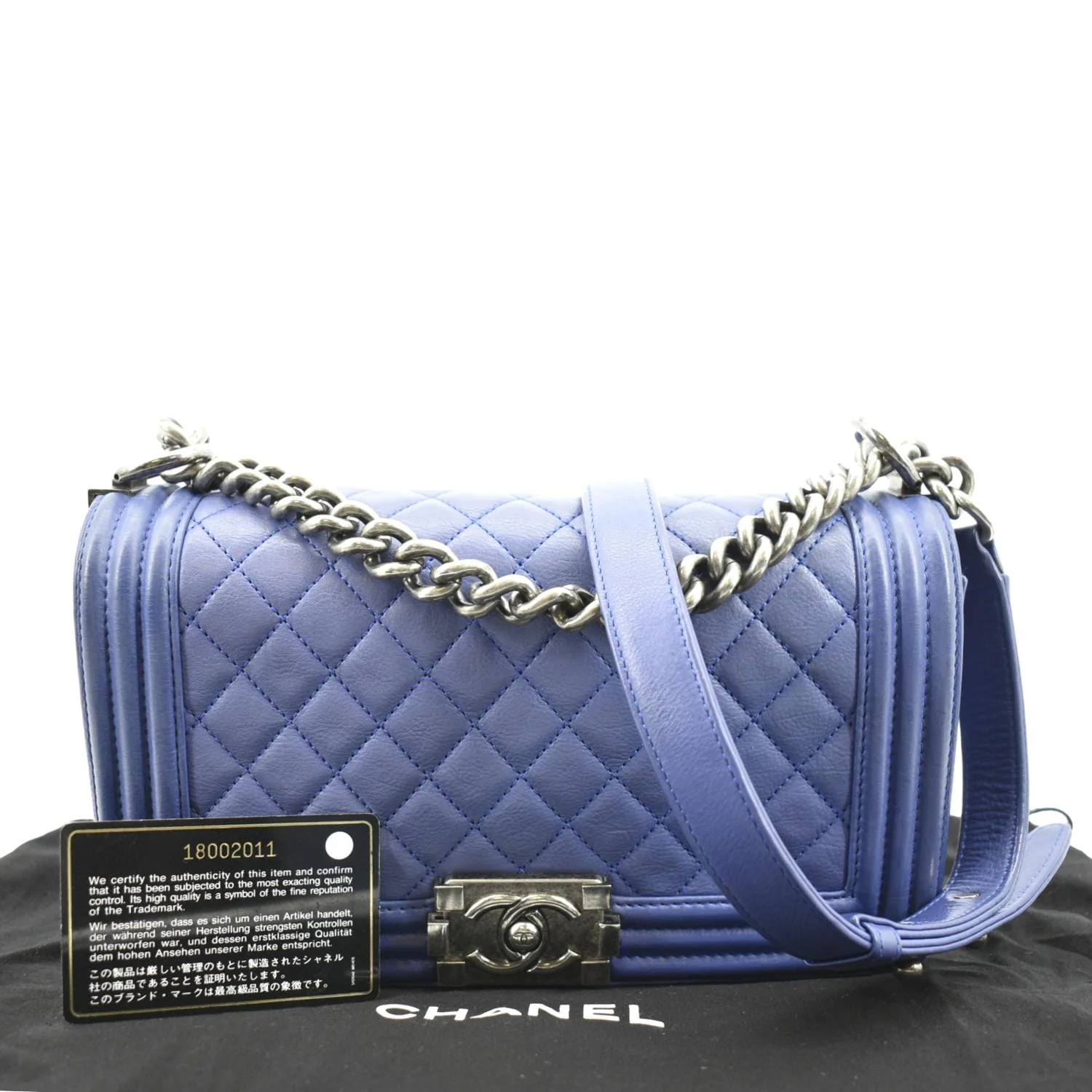 CHANEL Boy Flap Calf Leather Crossbody Bag Blue - Image 3