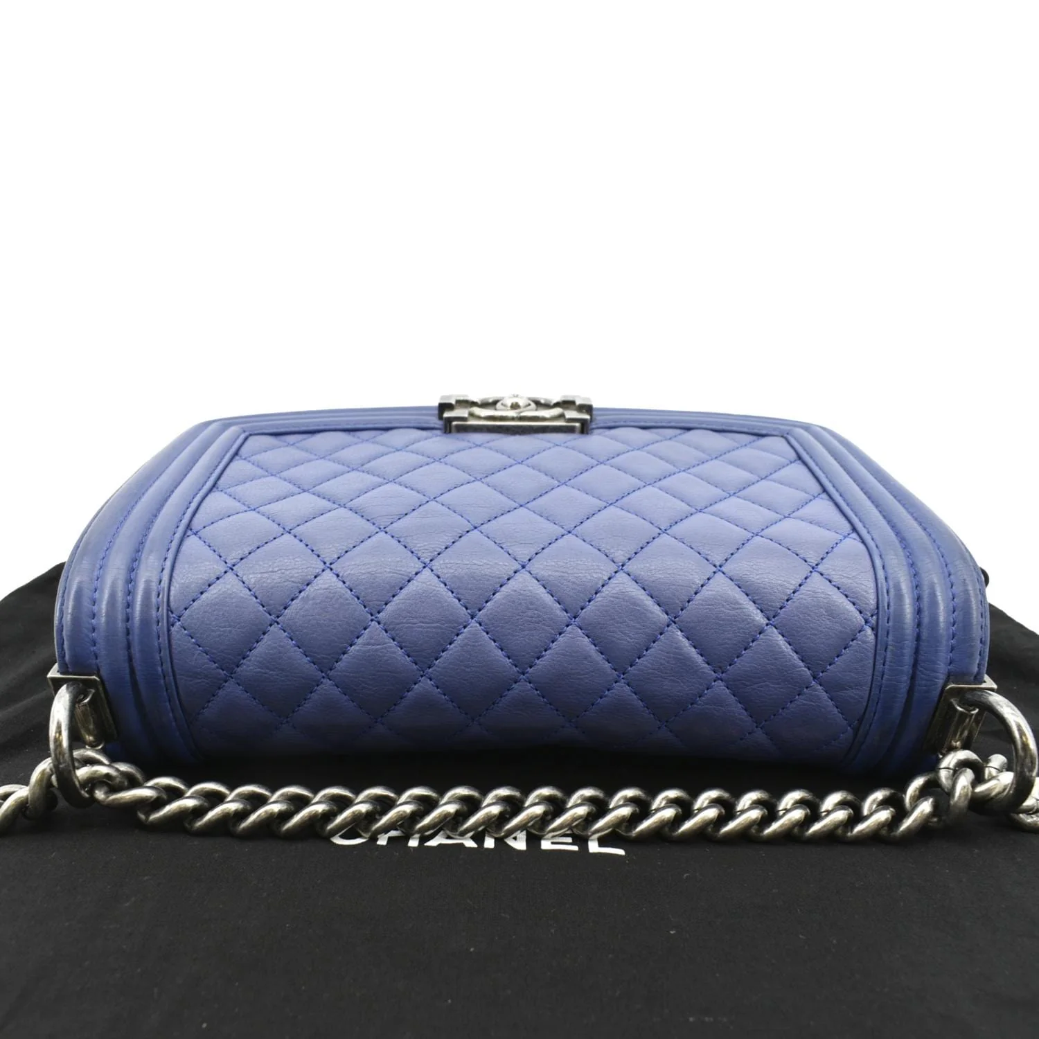 CHANEL Boy Flap Calf Leather Crossbody Bag Blue - Image 5