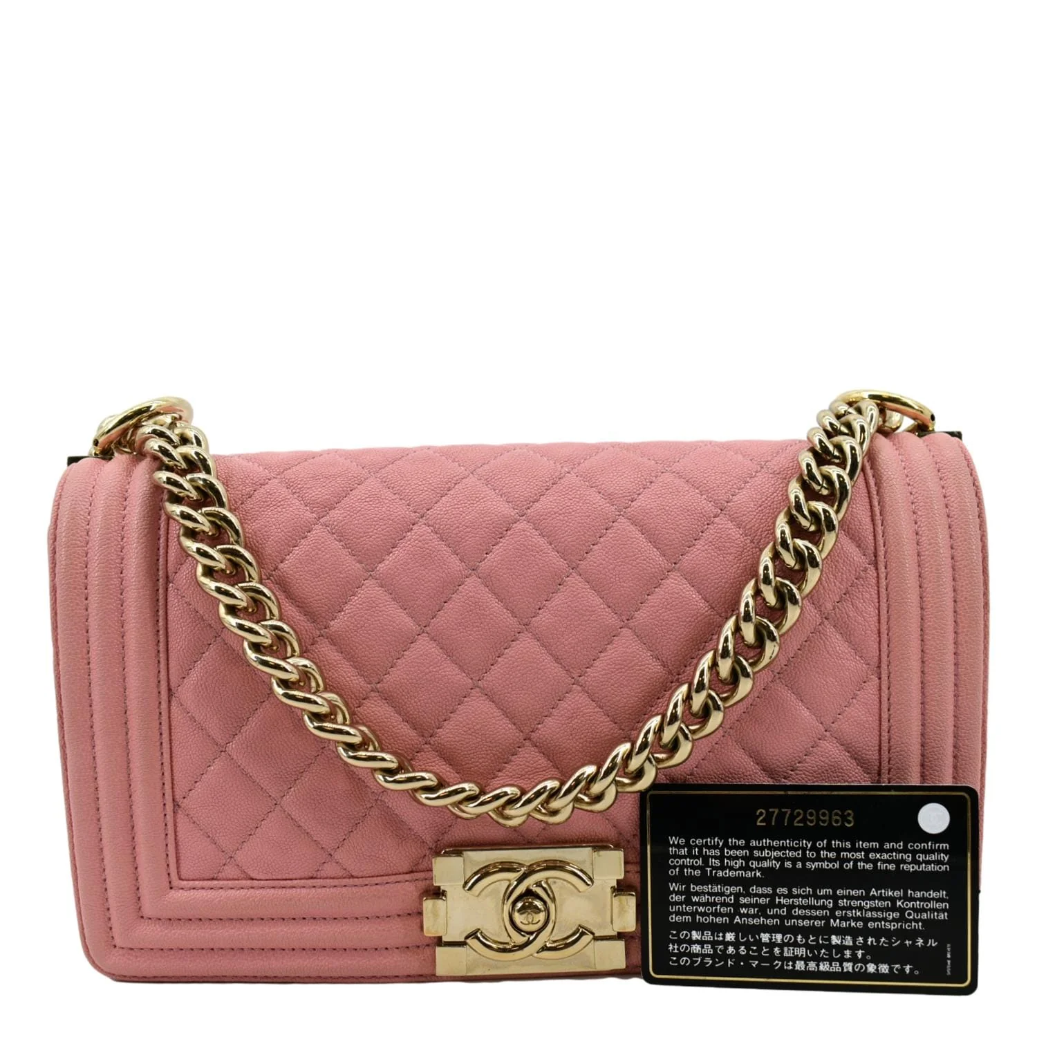 CHANEL Medium Boy Flap Caviar Leather Crossbody Bag Pink - Image 3