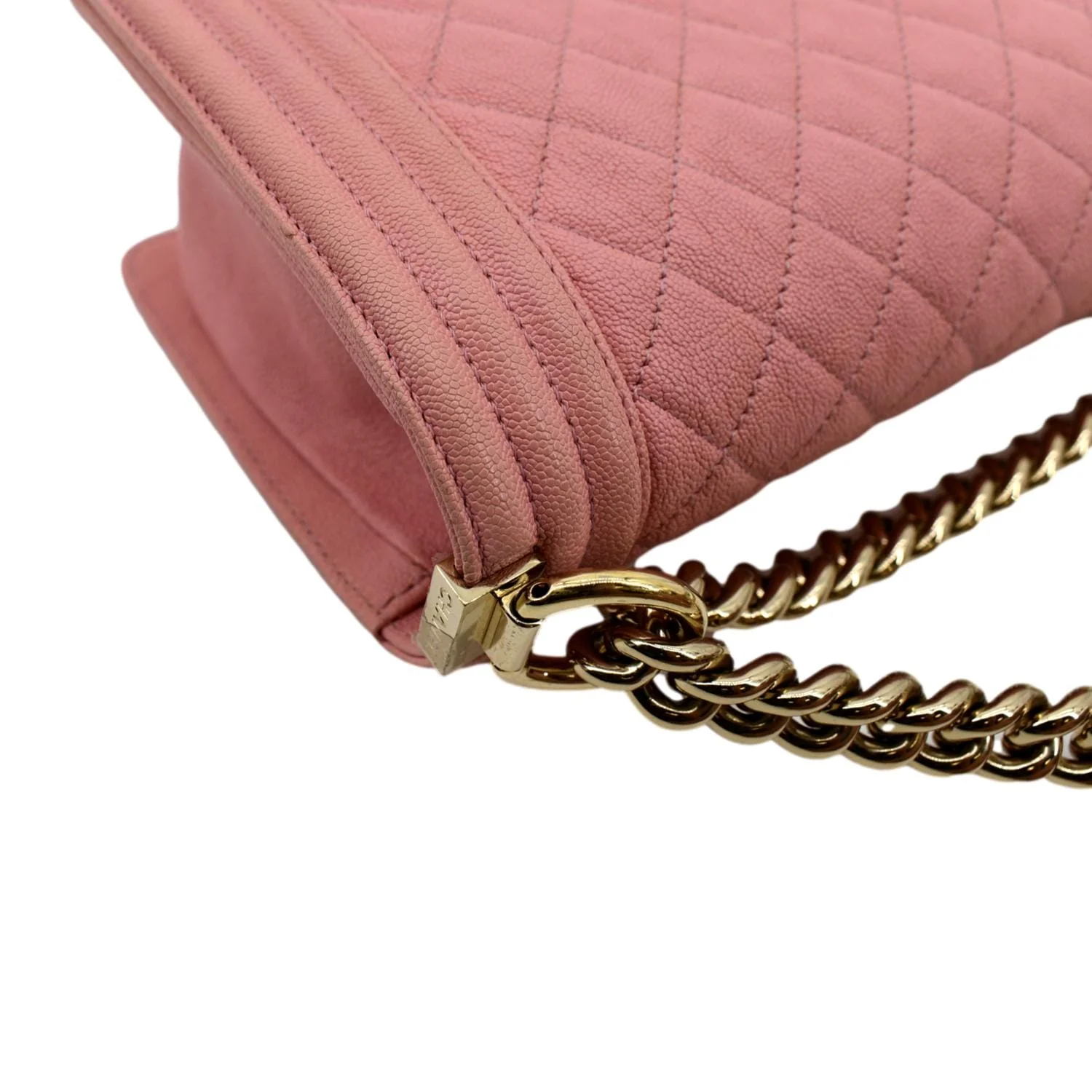CHANEL Medium Boy Flap Caviar Leather Crossbody Bag Pink - Image 6