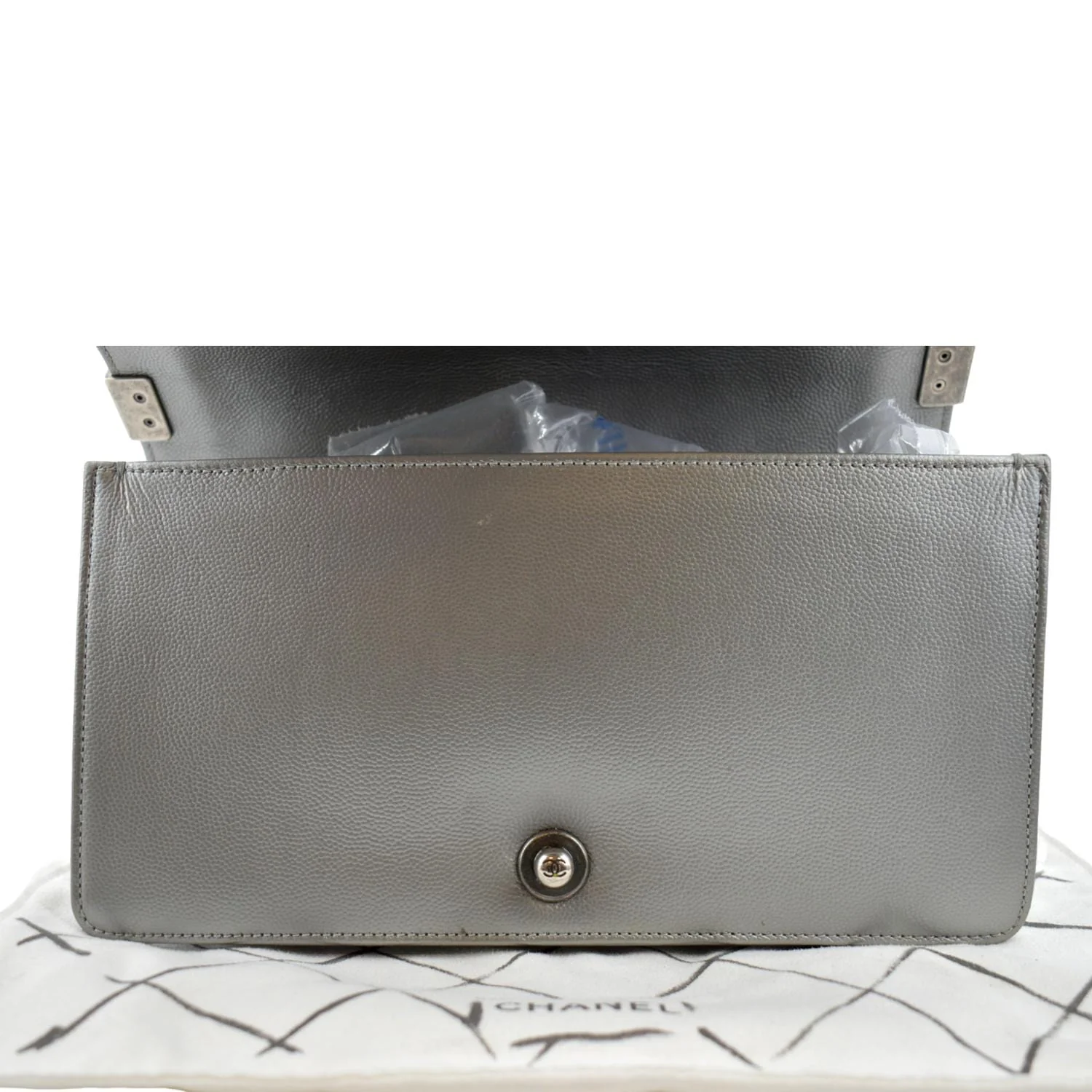 CHANEL Boy Flap Caviar Leather Crossbody Bag Grey - Image 10