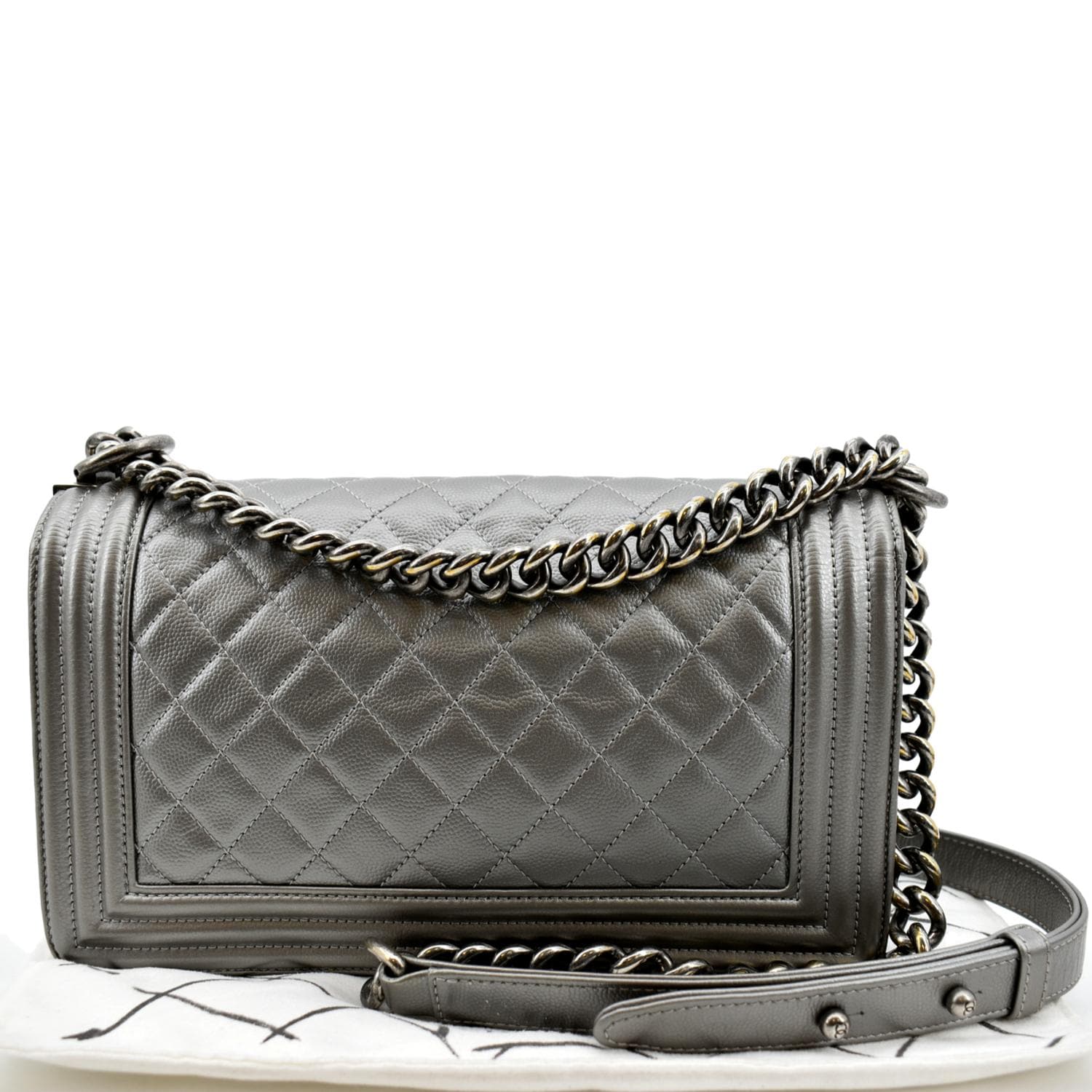 CHANEL Boy Flap Caviar Leather Crossbody Bag Grey - Image 3